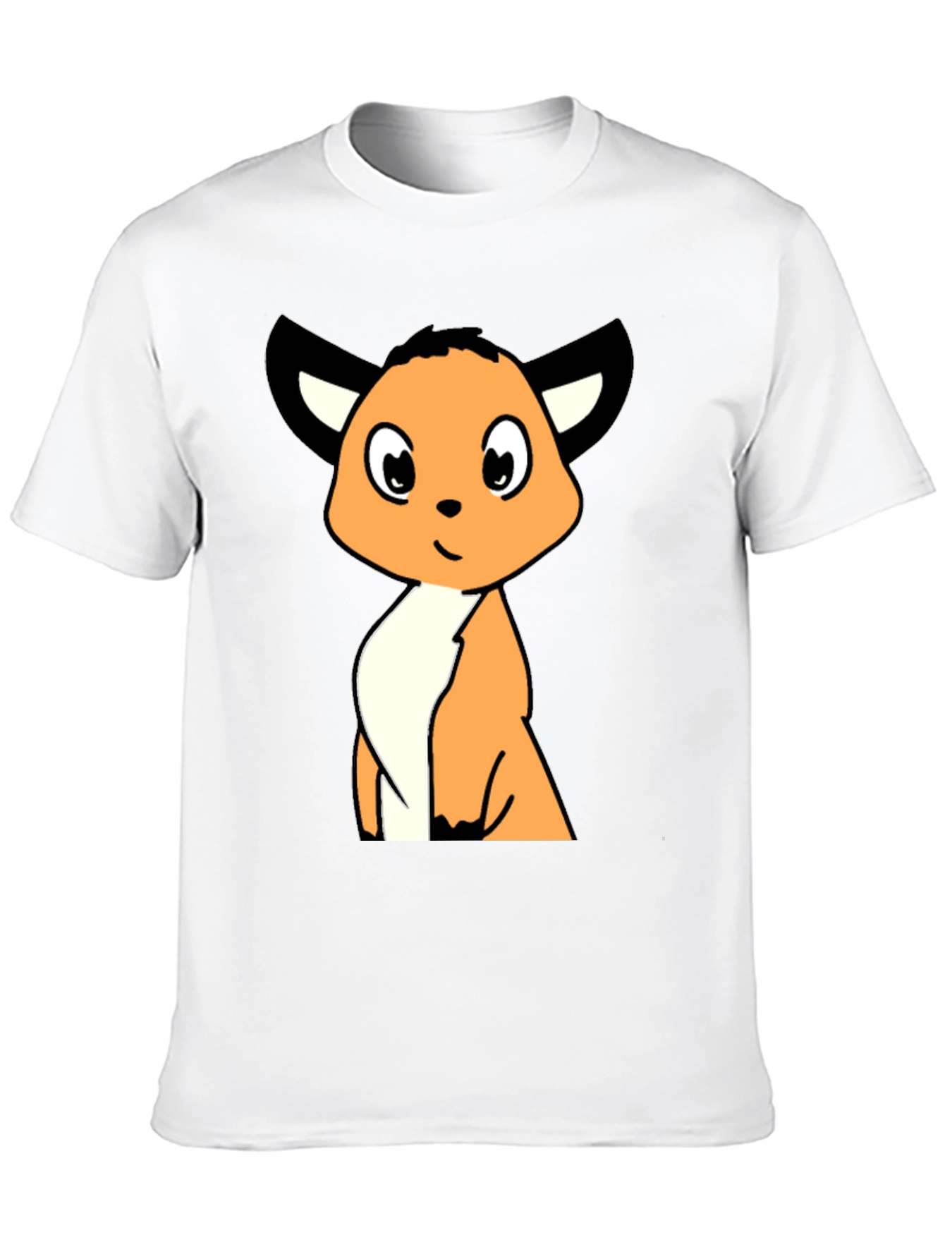 Black Cartoon Fox Graphic Tee - Black Casual T-Shirt view 10