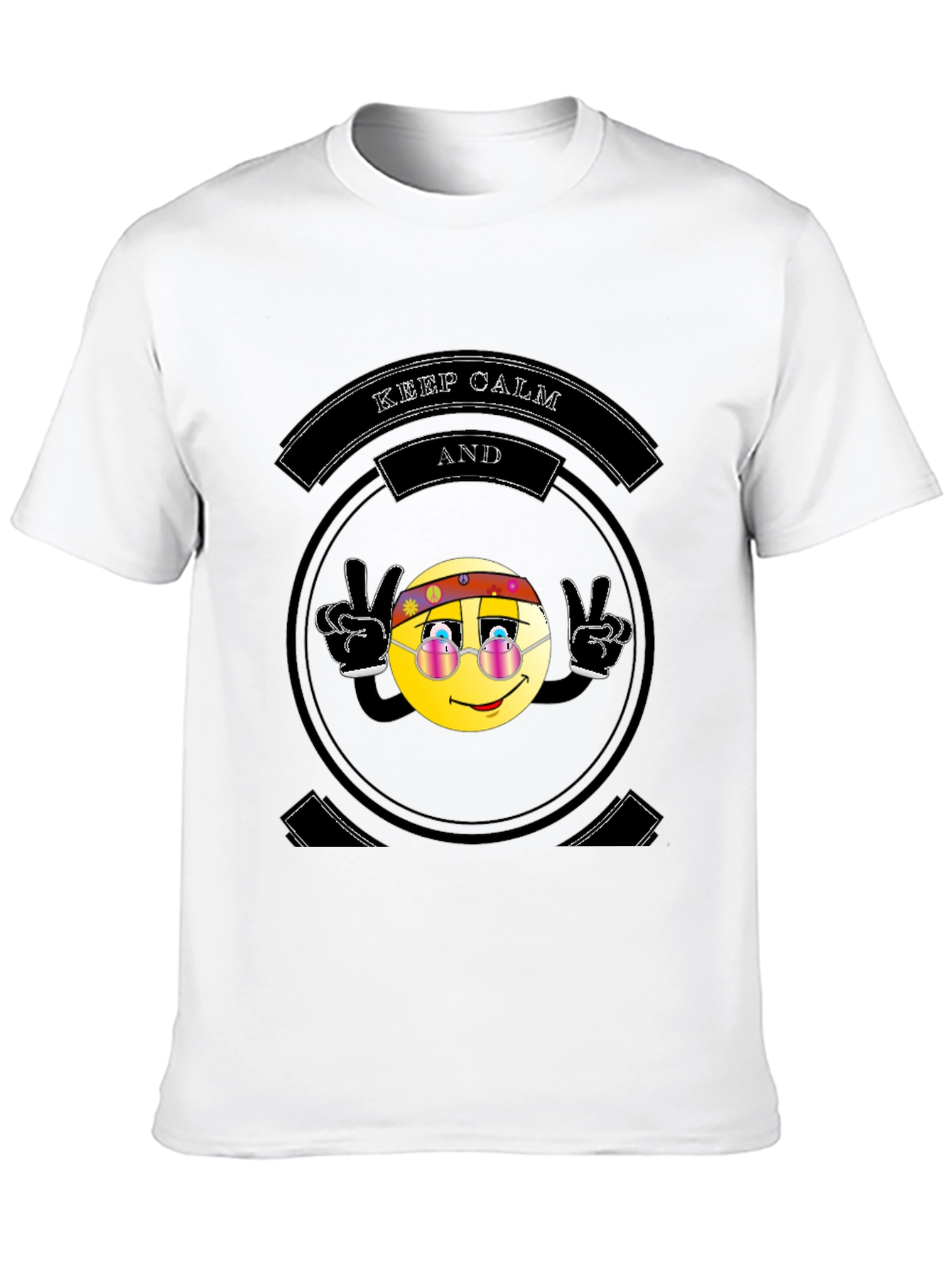Black Keep Calm Hippie Emoji Black T-Shirt view 10