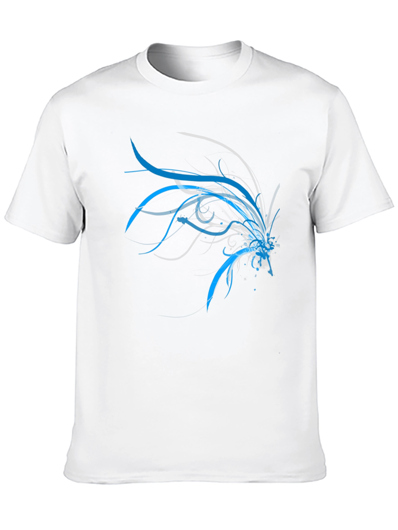 Black Abstract Blue & Grey Design T-Shirt view 10