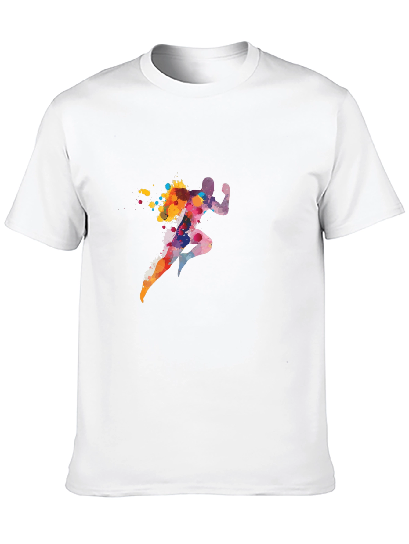 Black Men's Black T-Shirt with Colorful Running Man Graphic view 10