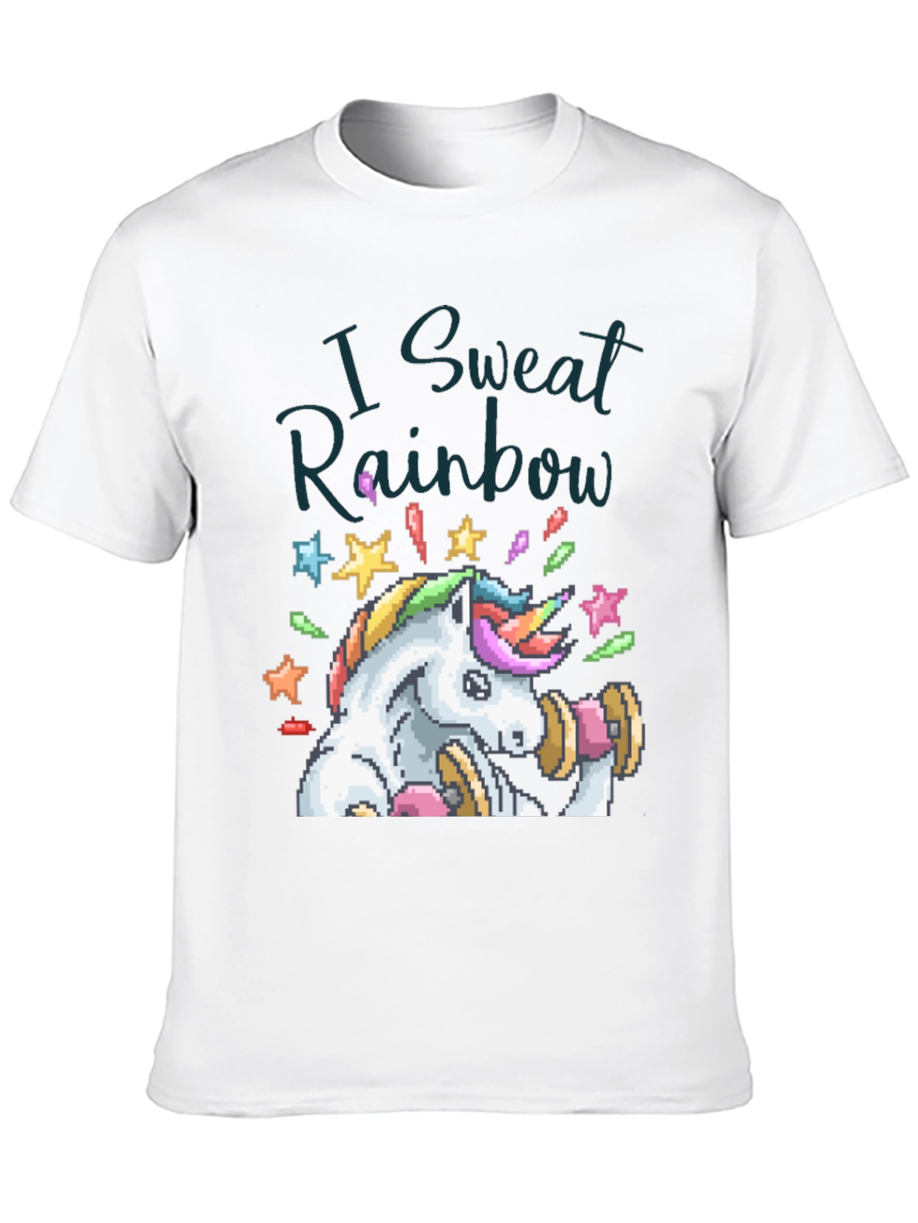 Black I Sweat Rainbow Unicorn Graphic Tee view 10