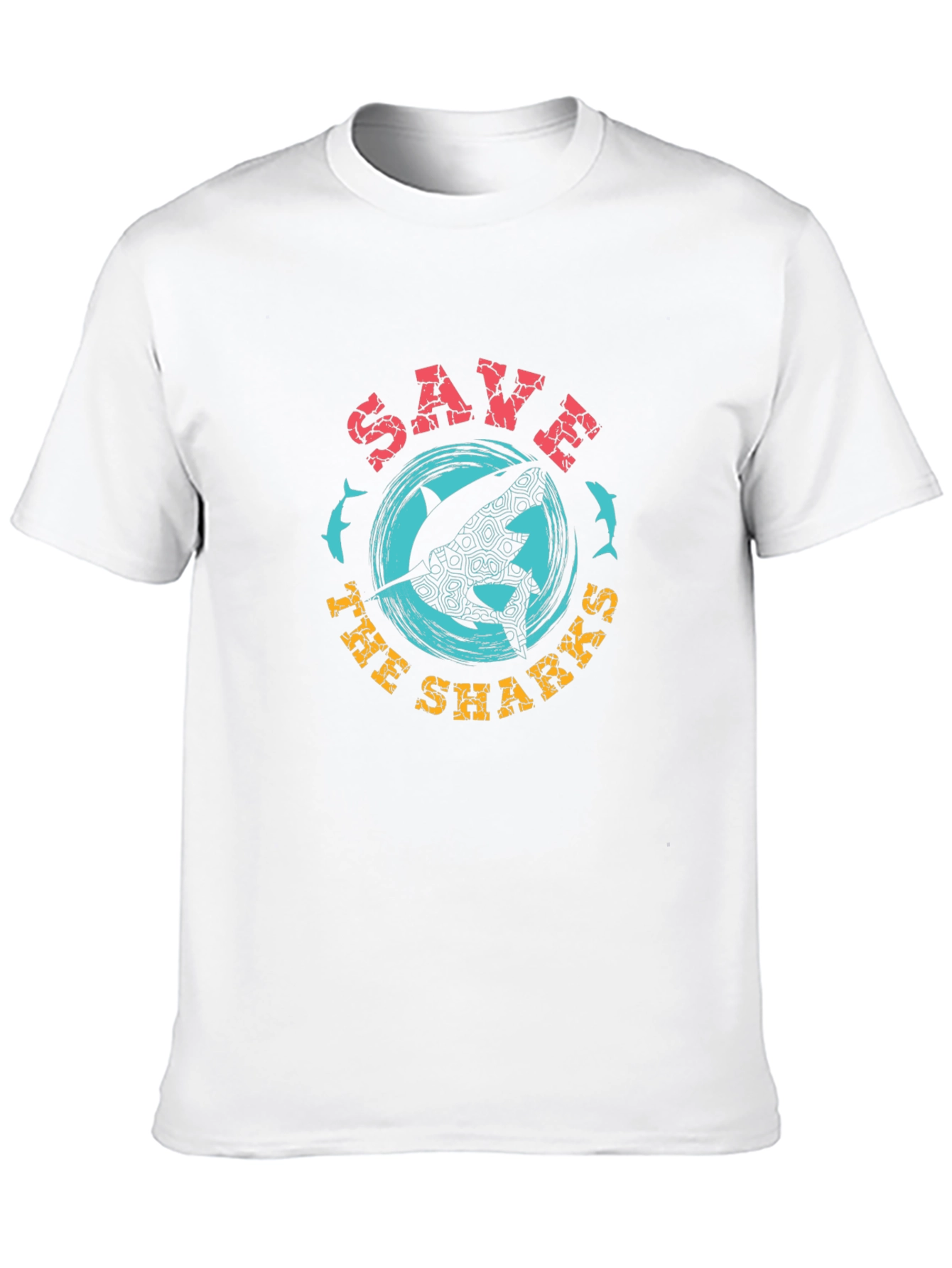 Black Save the Sharks Graphic Tee - Black Crew Neck view 10