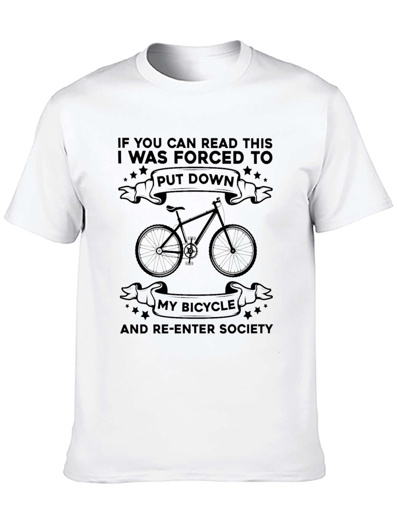 Black Funny Bicycle T-Shirt - Read This & Re-Enter Society view 10