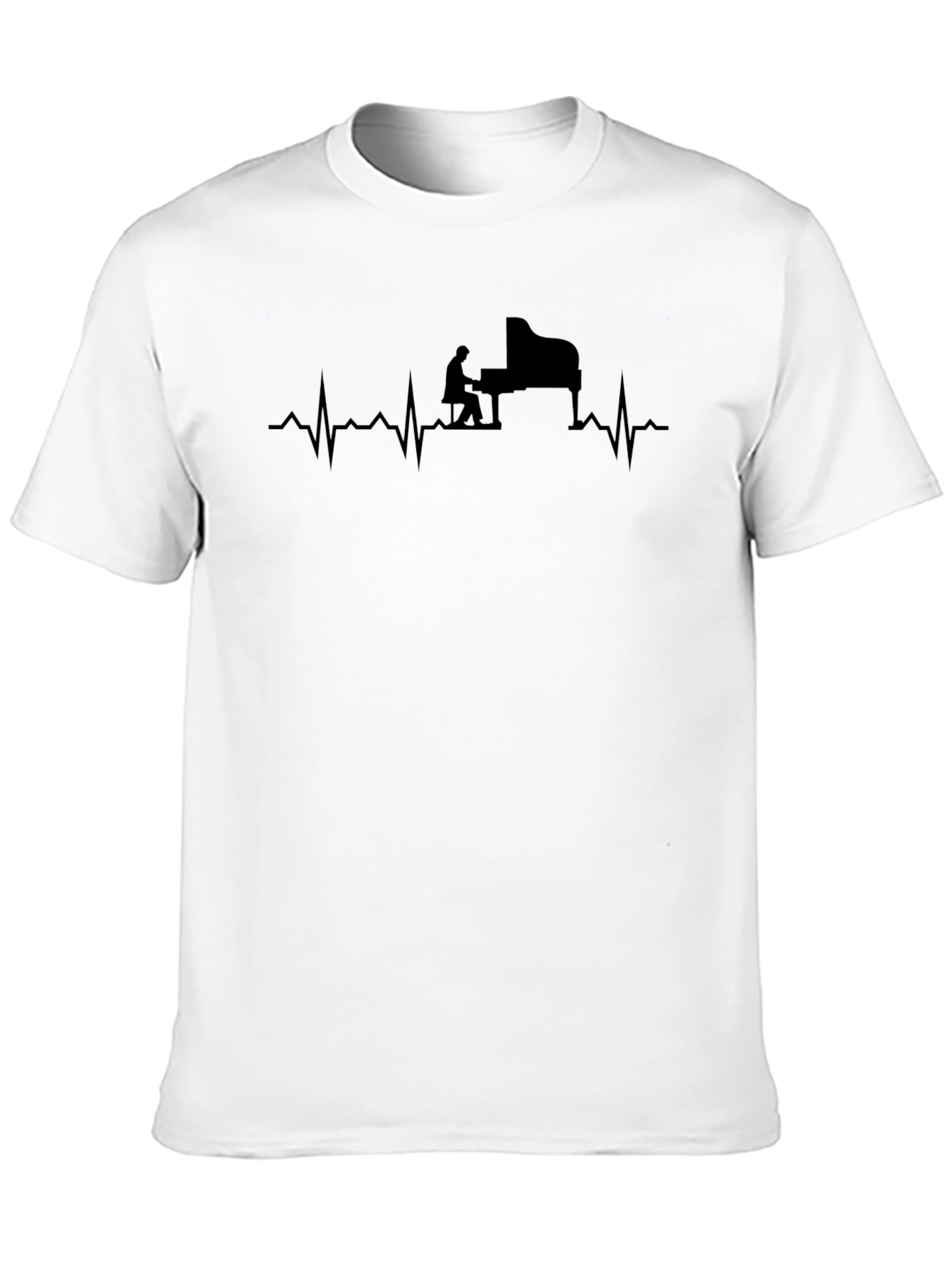 Black Piano Heartbeat Graphic Black T-Shirt view 10