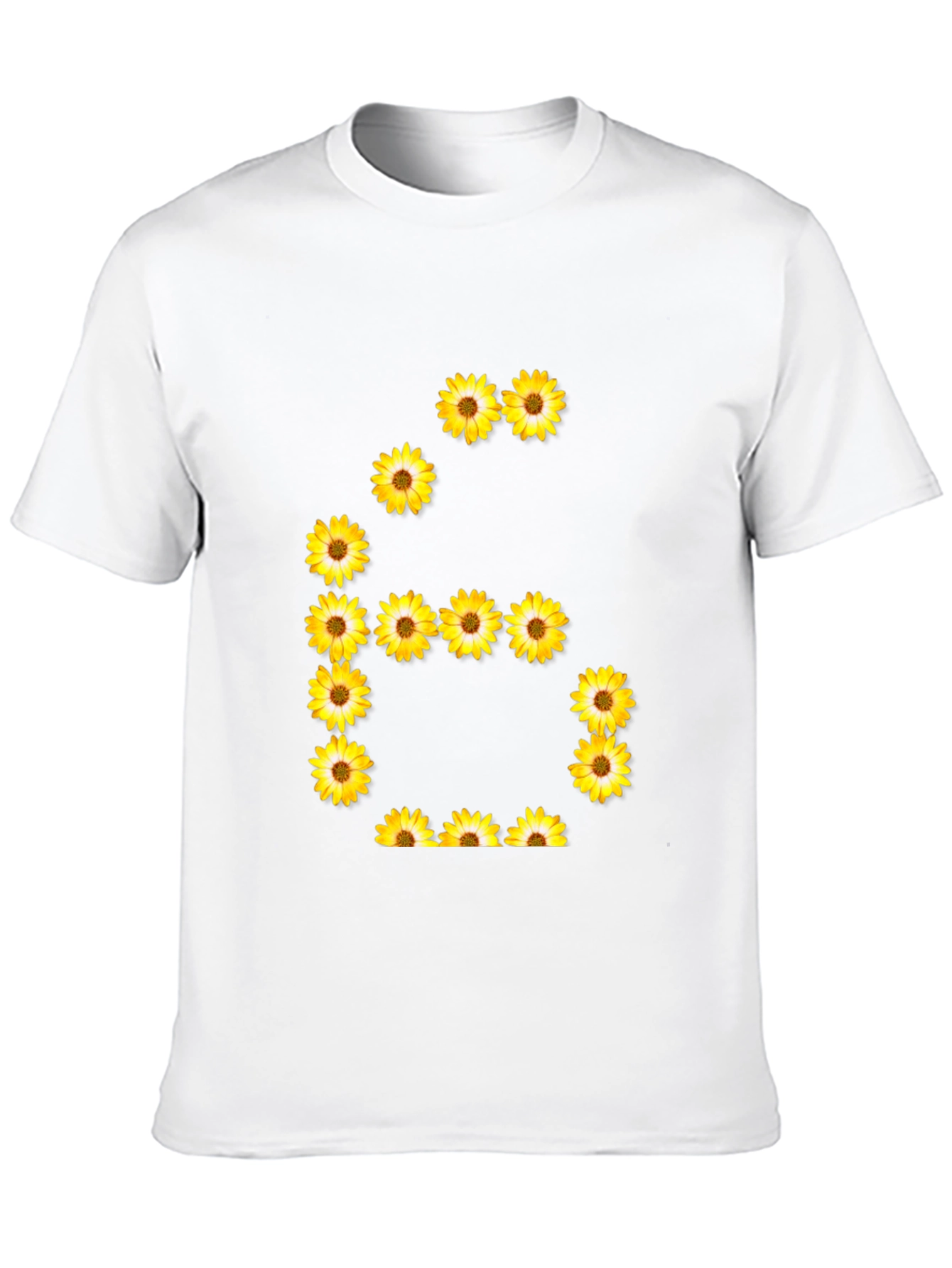 Black Floral Number 6 Graphic Tee - Unisex Black T-Shirt view 10