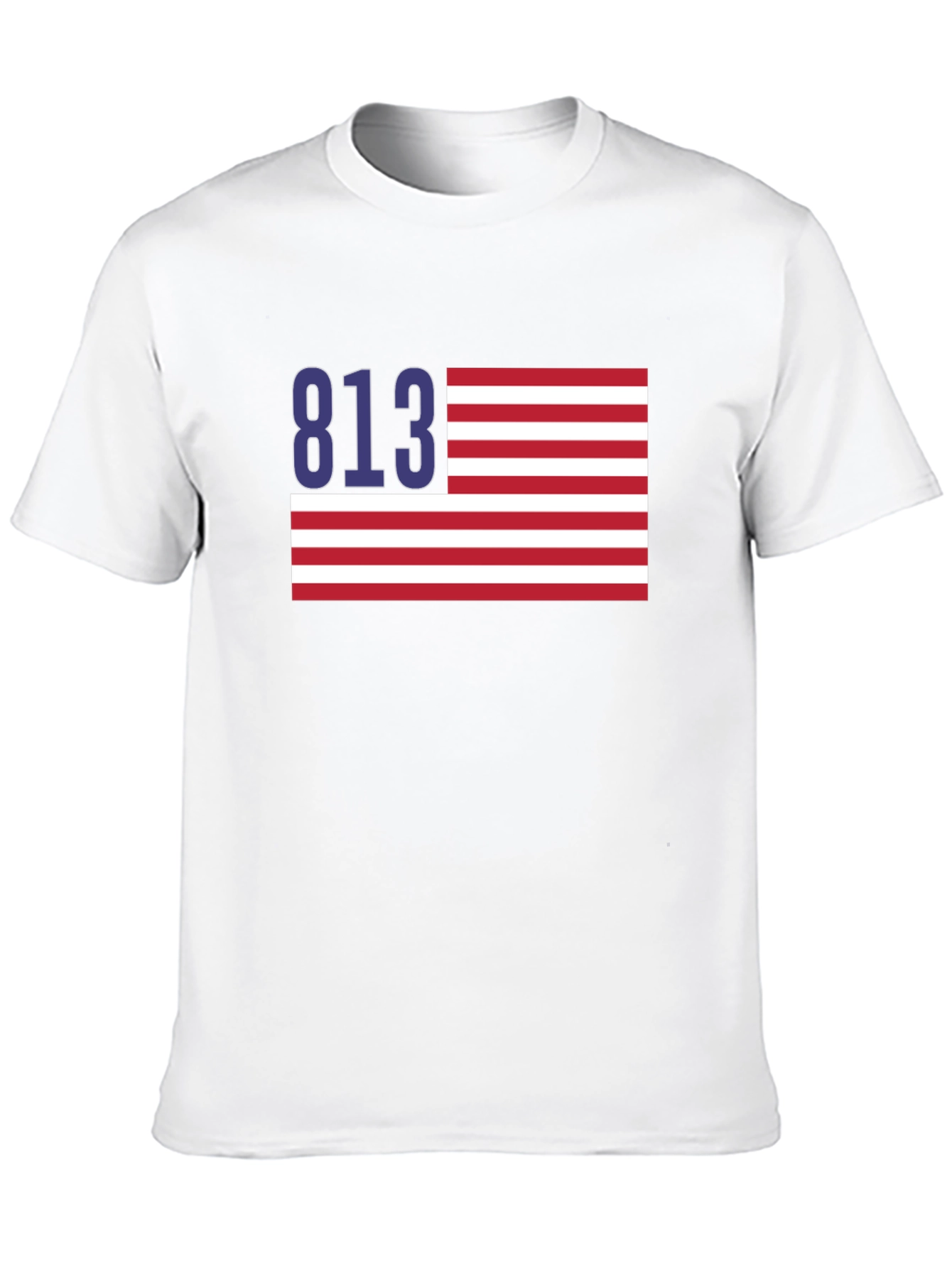 Black 813 Tampa Area Code American Flag T-Shirt view 10