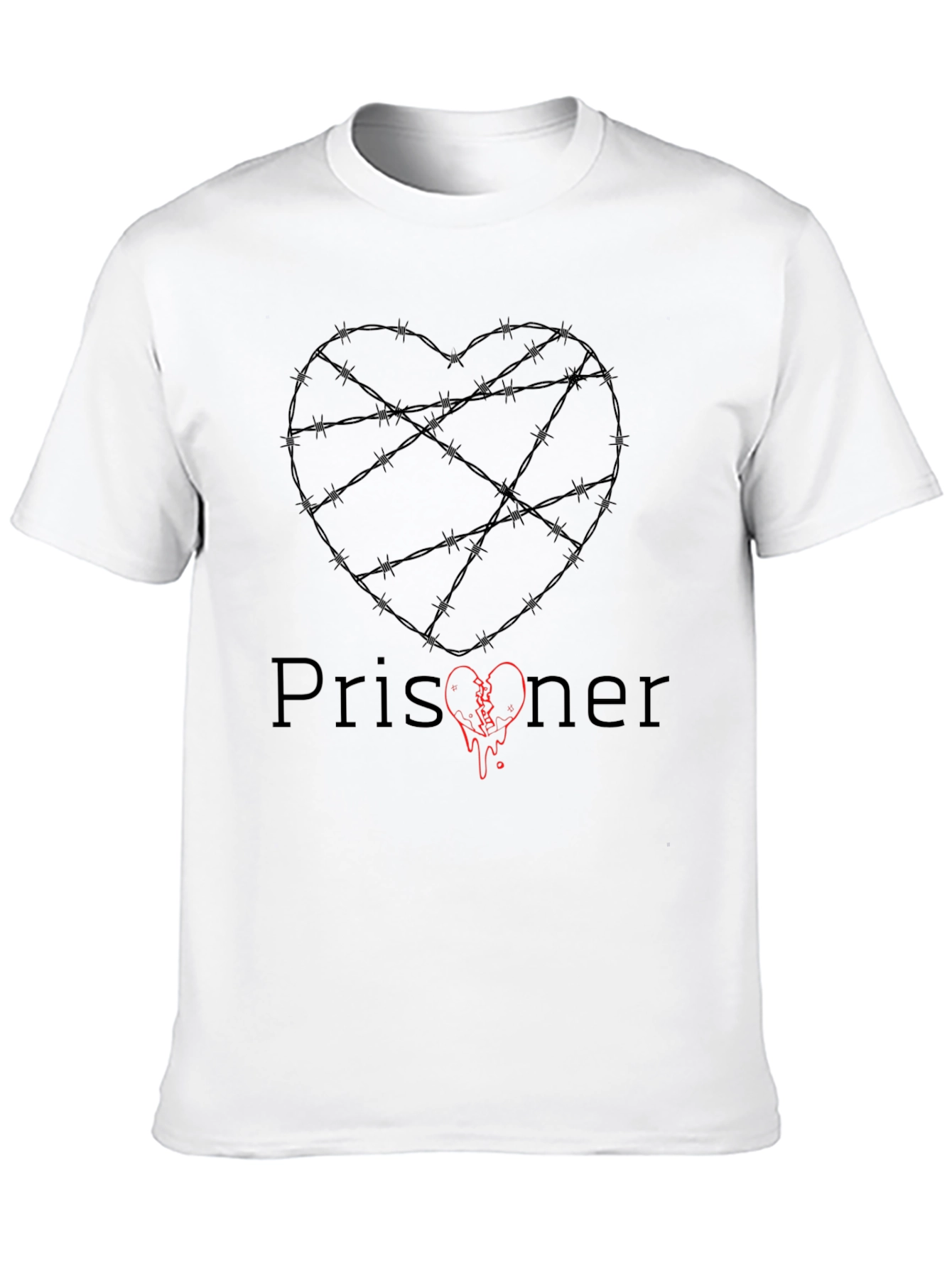 Black Prisoner Heart Graphic T-Shirt - Dark Humor Tee view 10