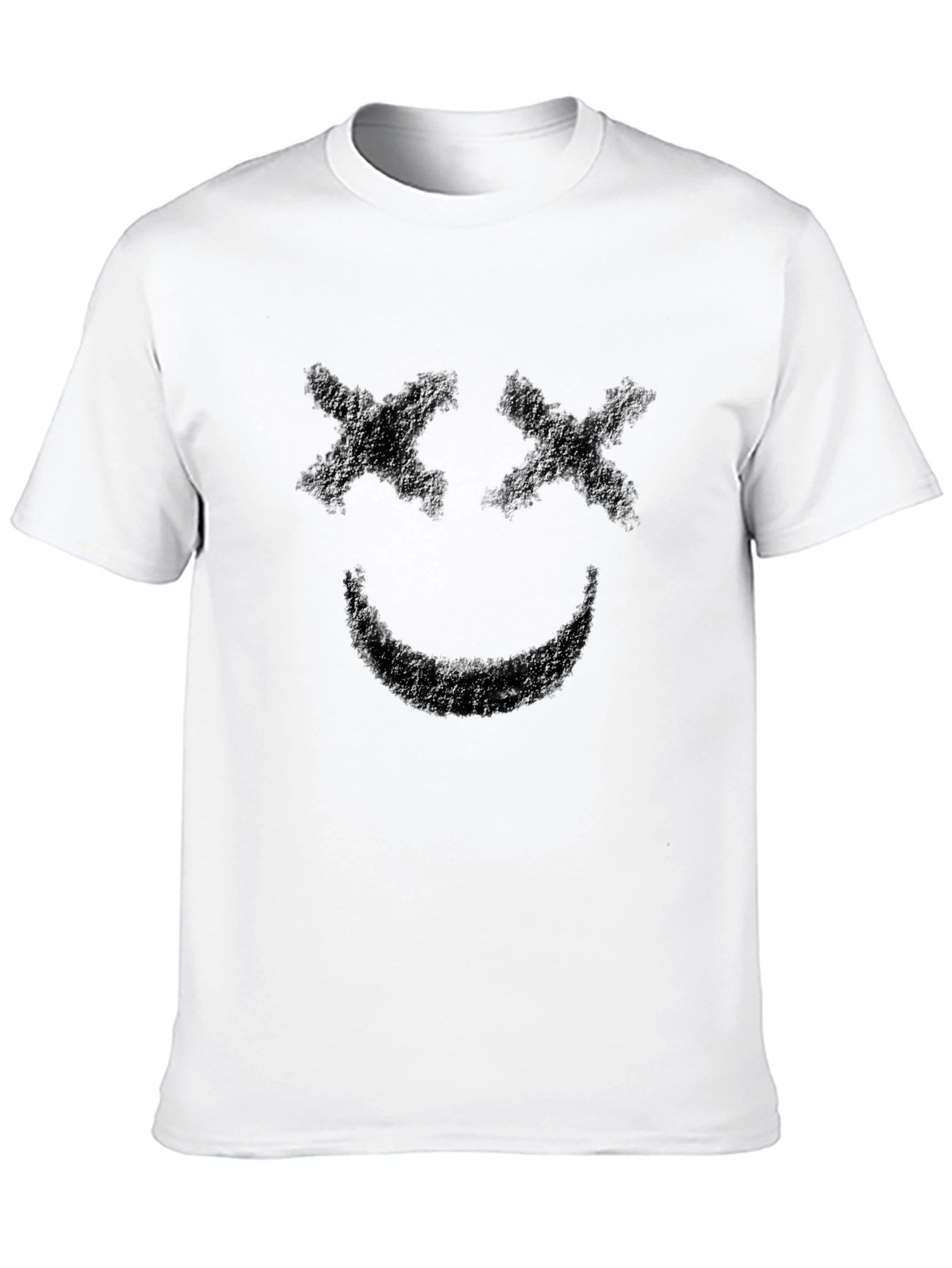 Black Smiley Face Black T-Shirt - Casual Graphic Tee view 10