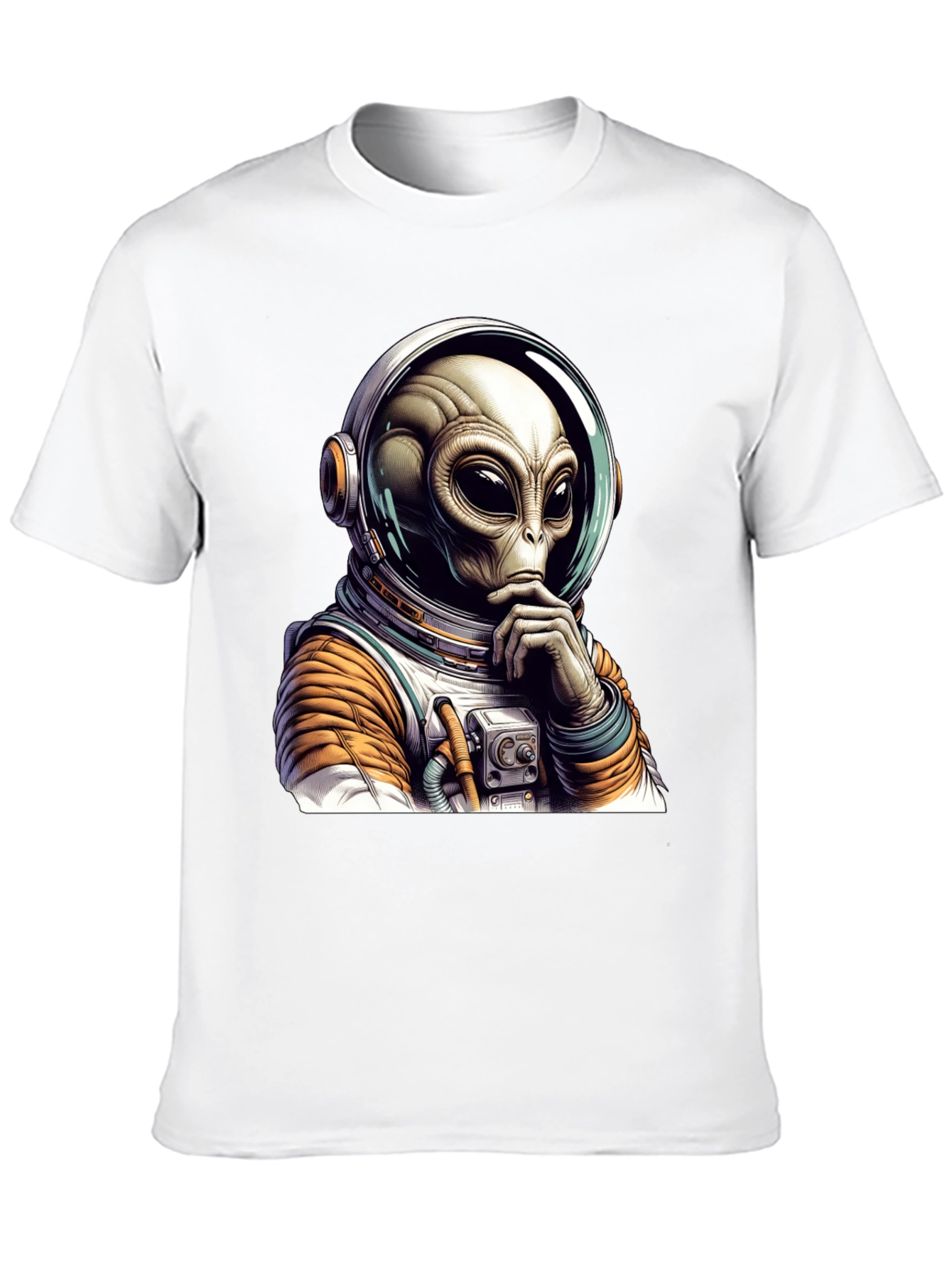 Black Alien Astronaut Graphic Tee - Black Cotton Blend view 10