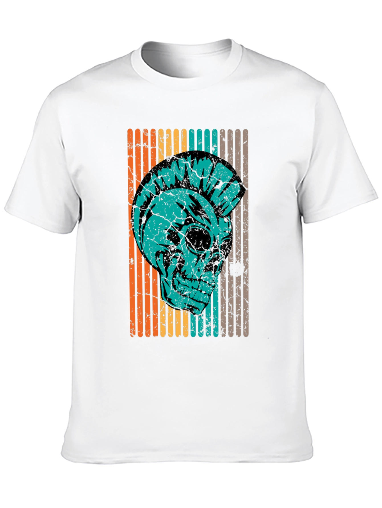 Black Retro Punk Skull T-Shirt - Vintage Style view 10