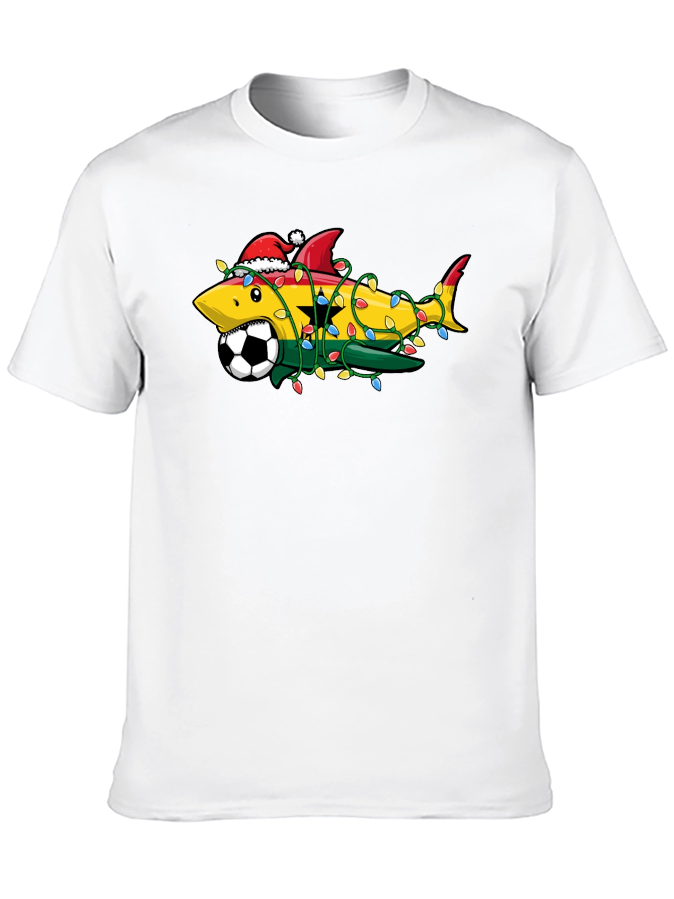 Black Ghana Shark Soccer Christmas T-Shirt view 10