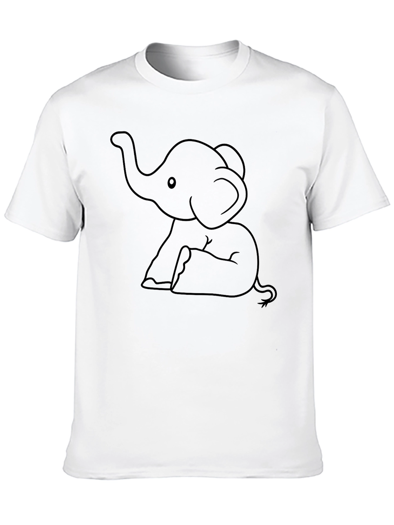 Black Cute Elephant Graphic Tee - Black Cotton T-Shirt view 10