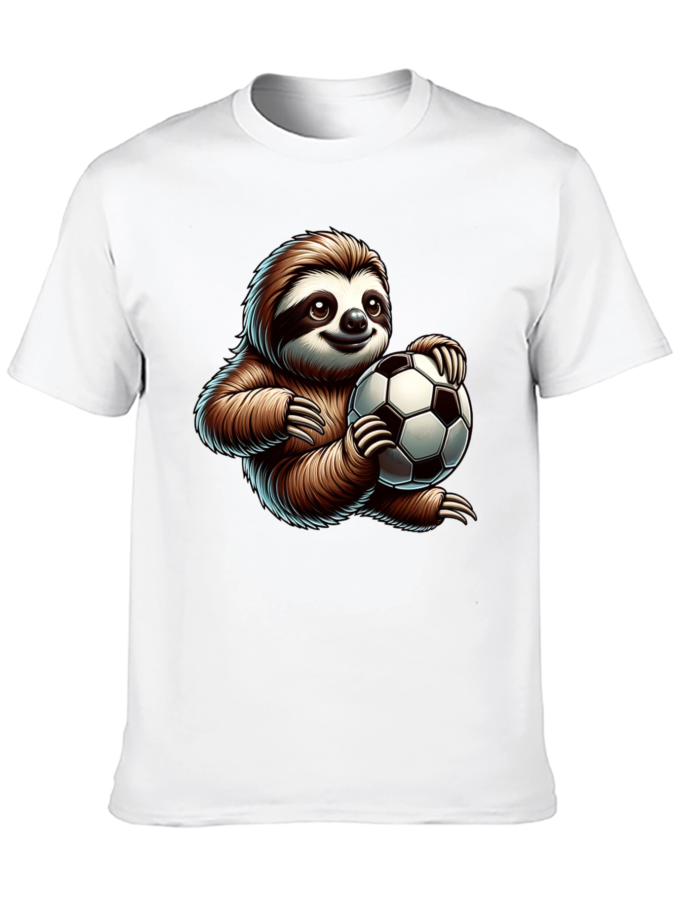 Black Sloth Soccer Fan T-Shirt - Cute Cartoon Design view 10