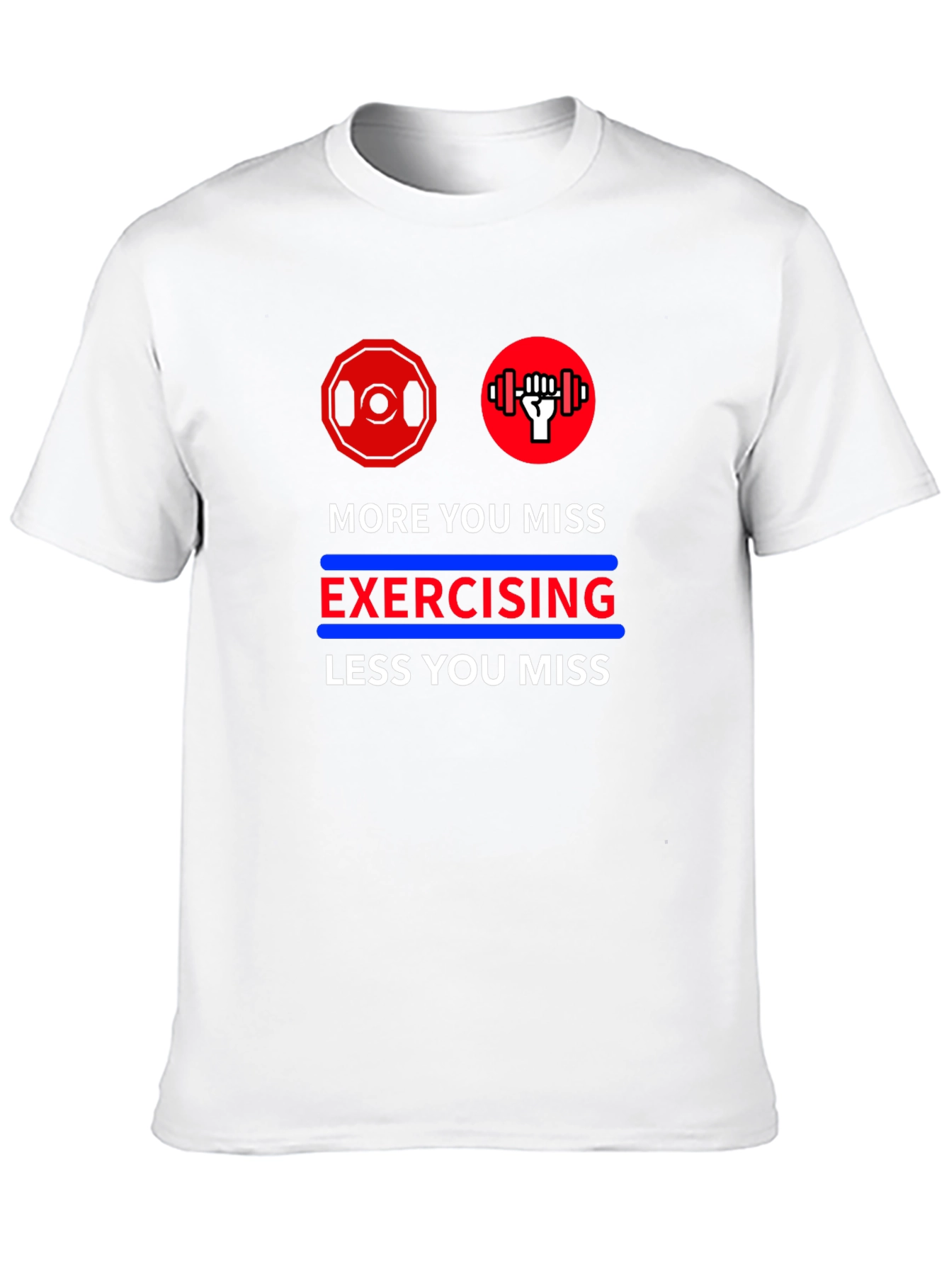Black Motivational Workout T-Shirt - More You Miss Exercising view 10