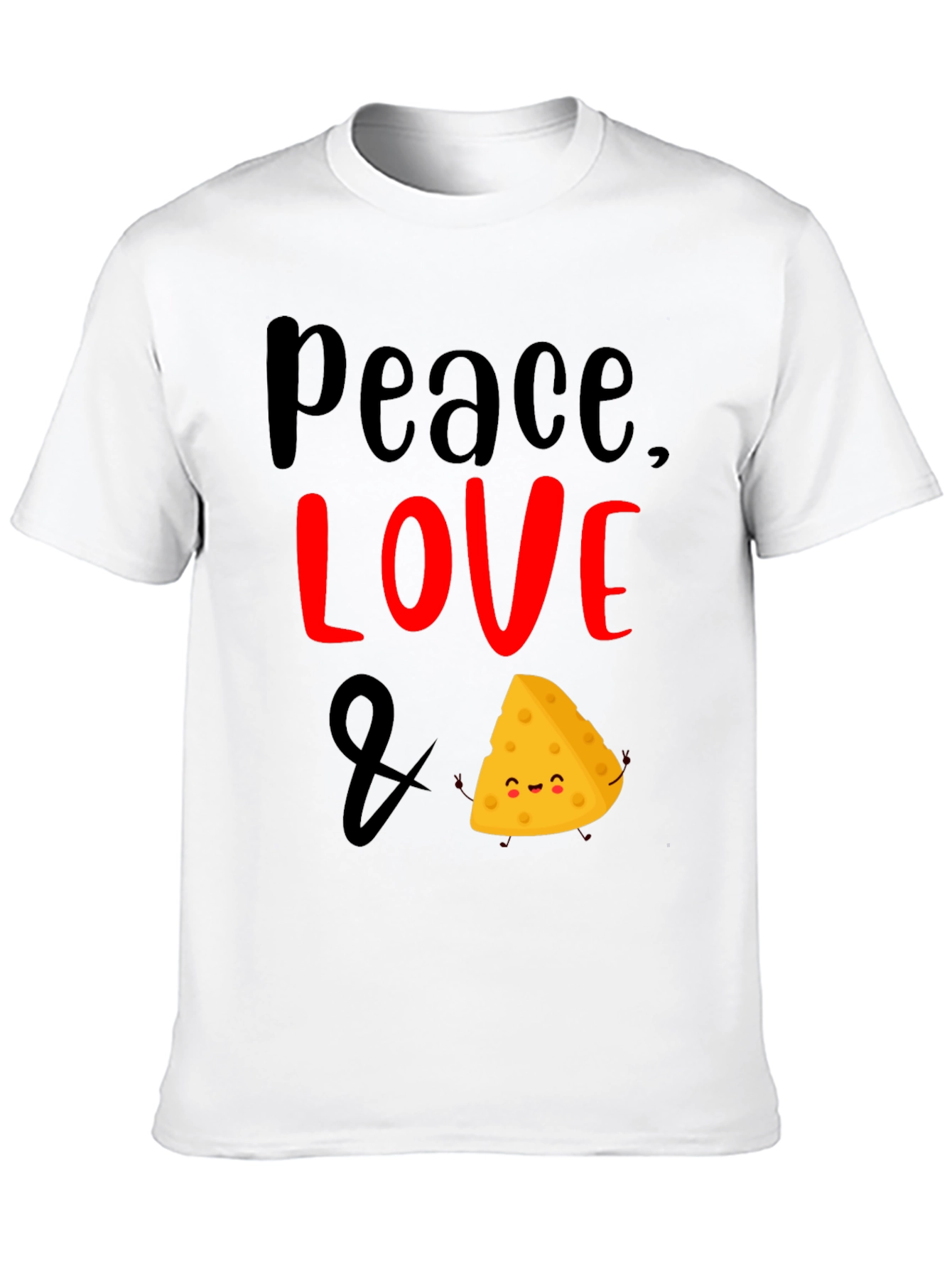 Black Peace Love & Cheese Funny Graphic T-Shirt view 10
