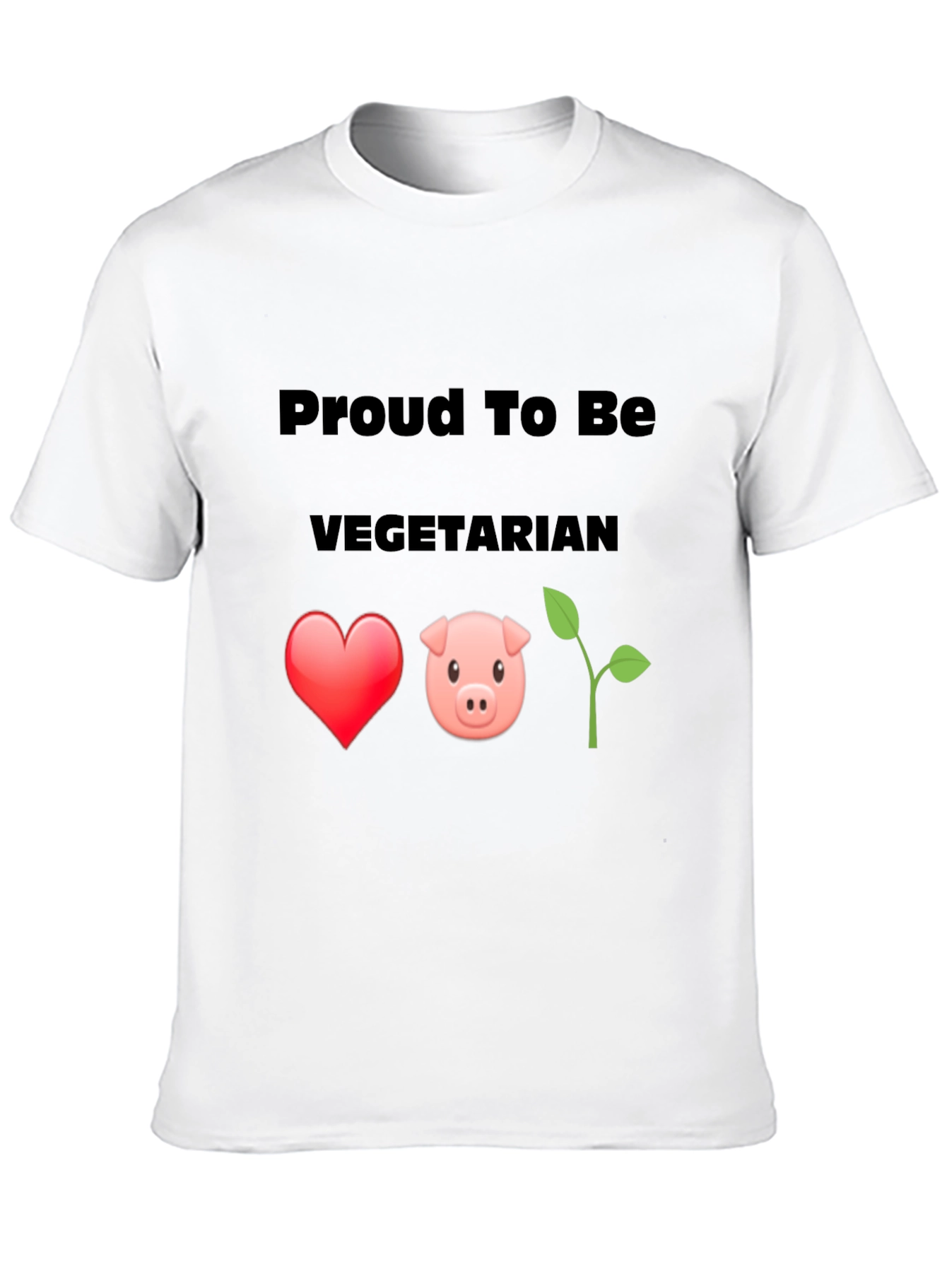 Black Proud Vegetarian Graphic Tee - Heart Pig Plant Design view 10