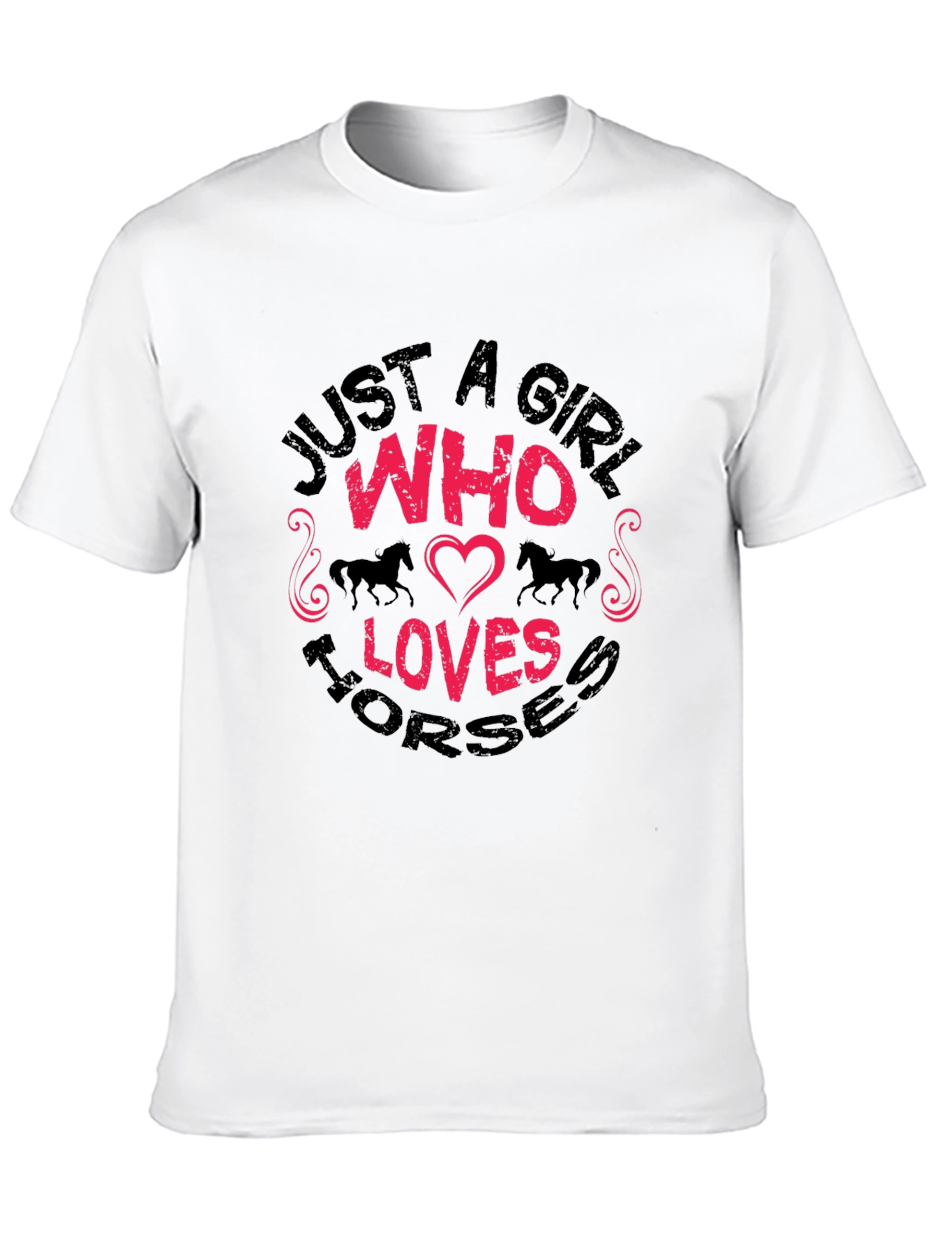 Black Just A Girl Who Loves Horses Graphic T-Shirt view 10