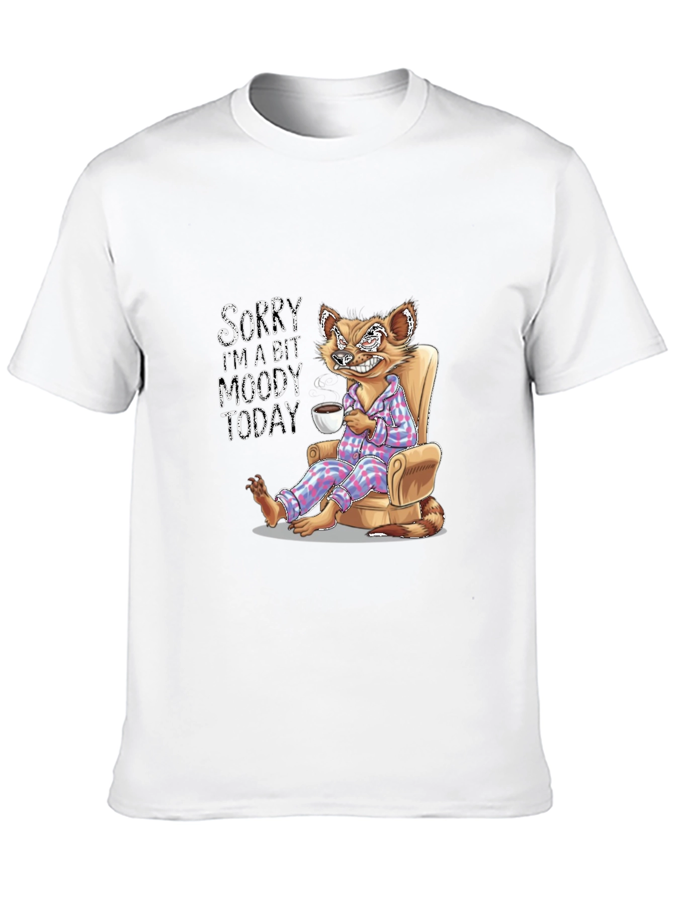 Black Moody Cartoon Fox T-Shirt view 10