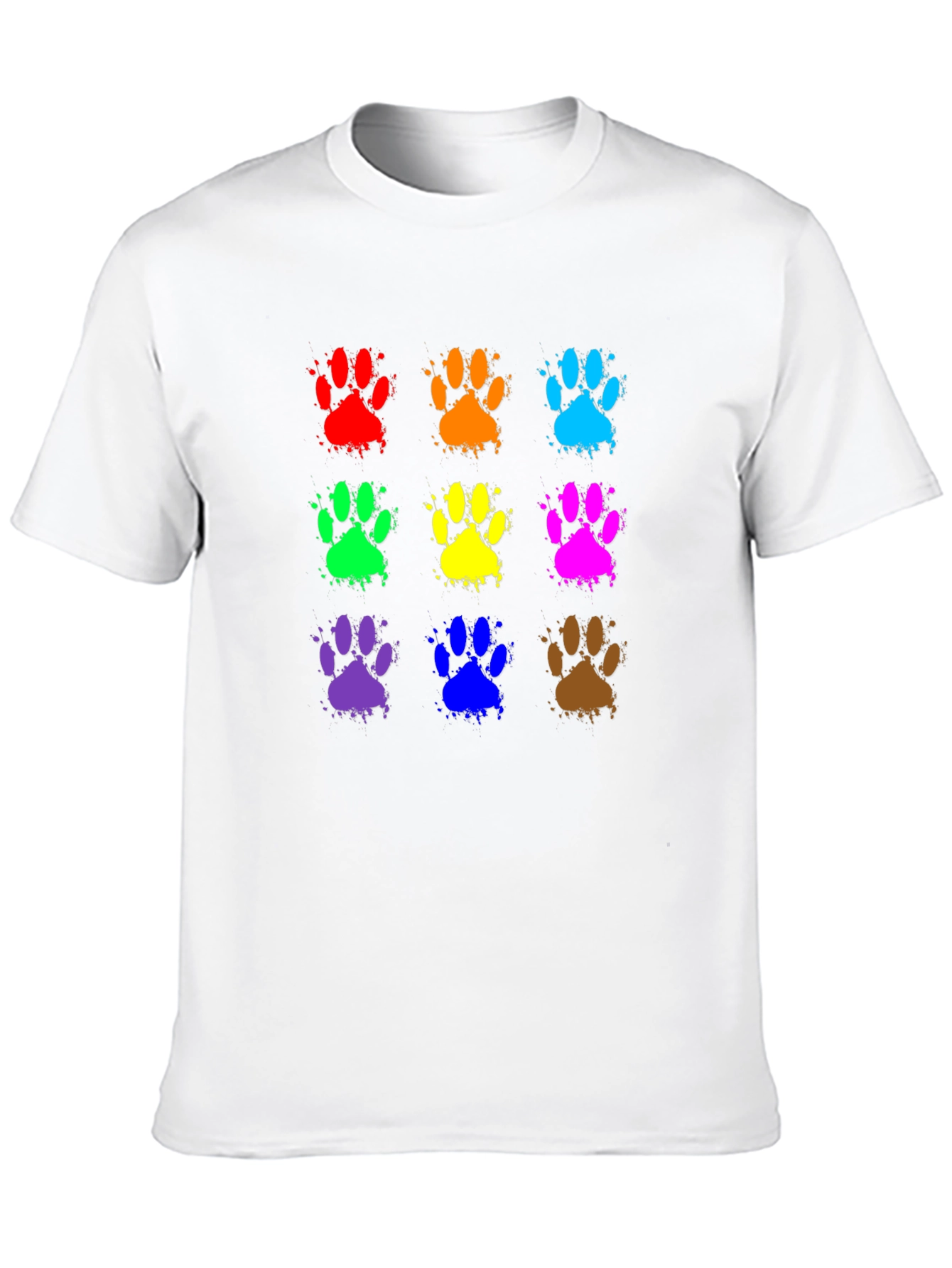 Black Colorful Paw Print T-Shirt - Fun Animal Lover Tee view 10