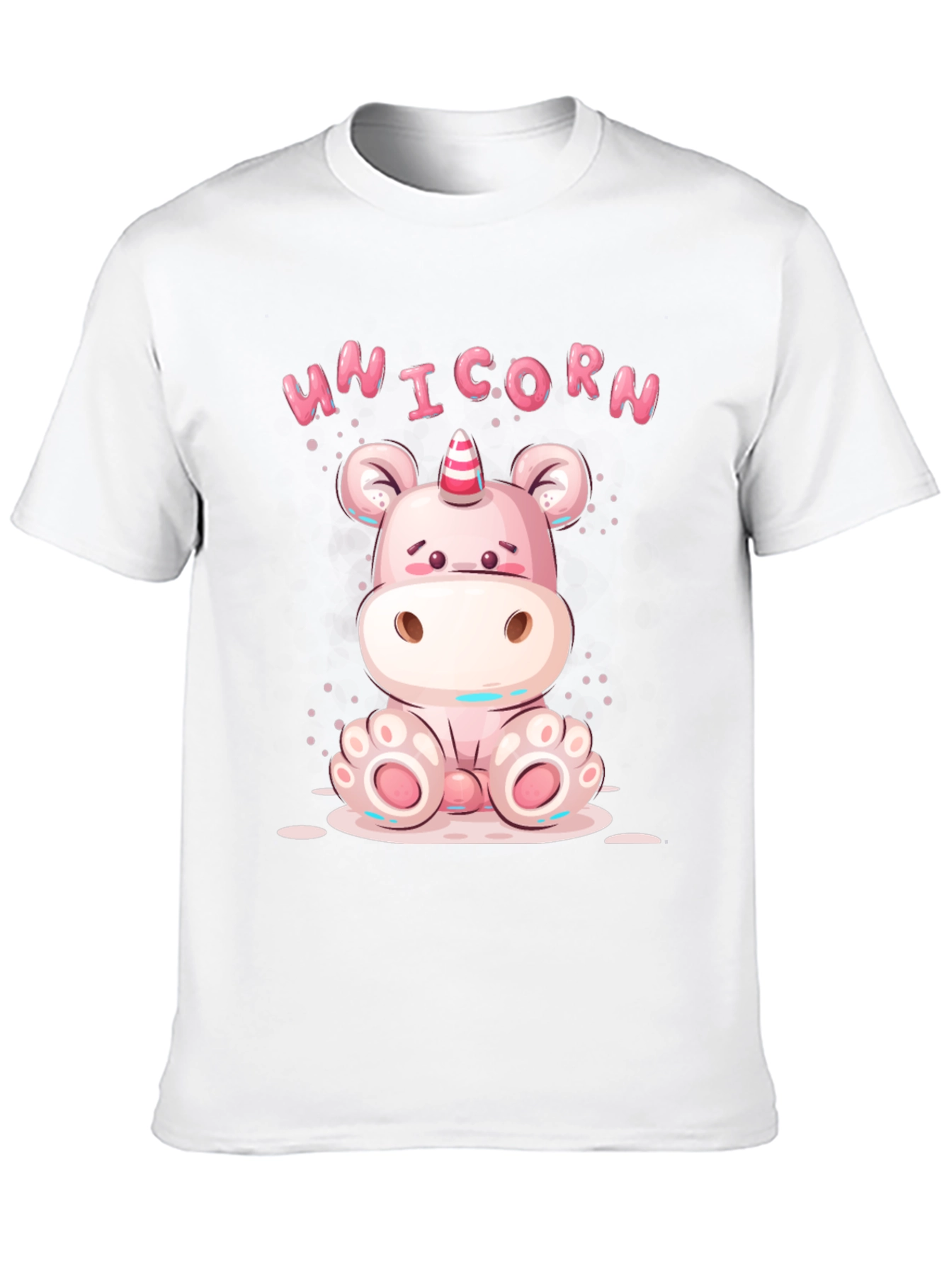 Black Cute Unicorn Cartoon Black T-Shirt view 10