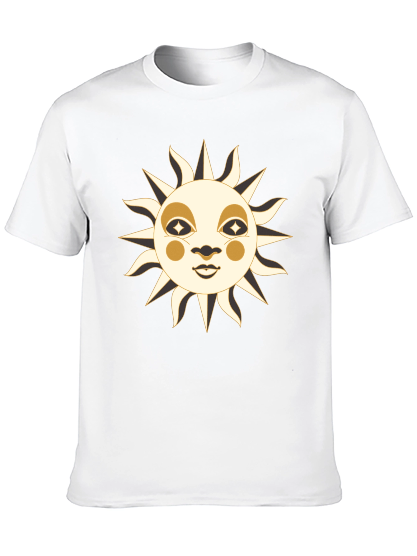 Black Celestial Sun Face Graphic T-Shirt view 10