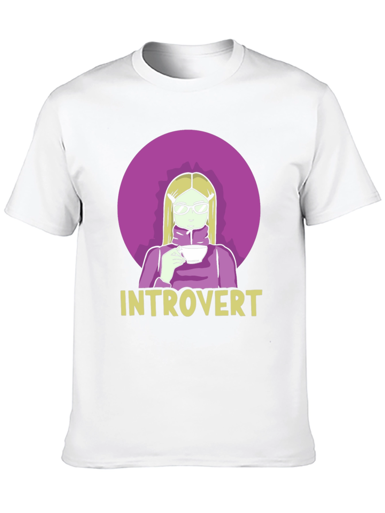 Black Introvert Tee: Cozy Cartoon Graphic T-Shirt view 10