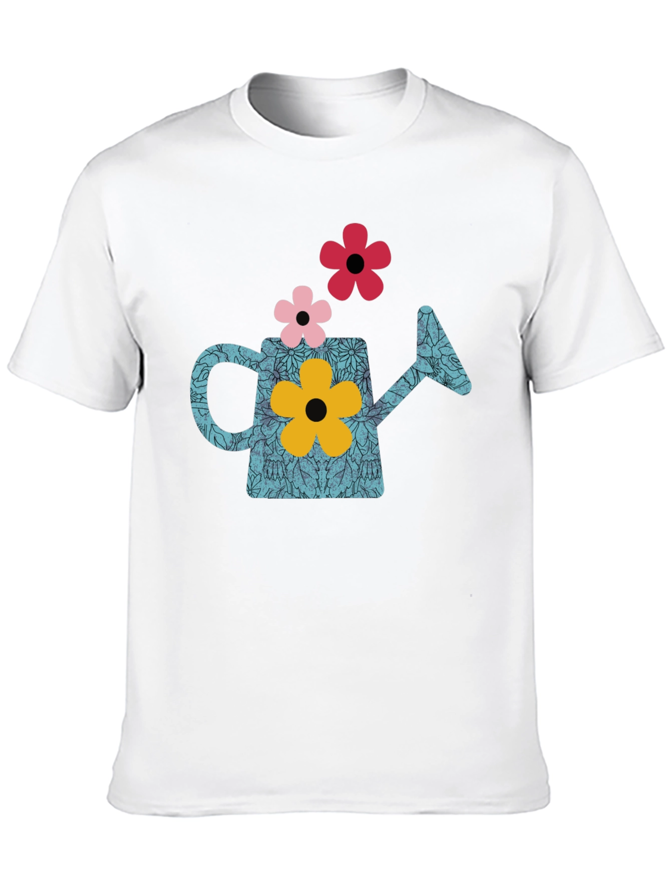 Black Watering Can Flower Graphic T-Shirt - Black view 10