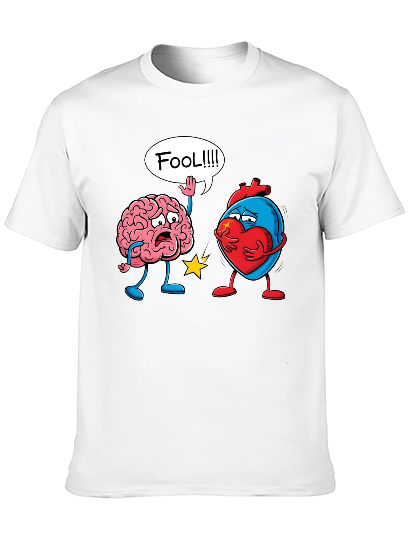 Black Brain vs Heart T-Shirt: Fool Funny Tee view 10