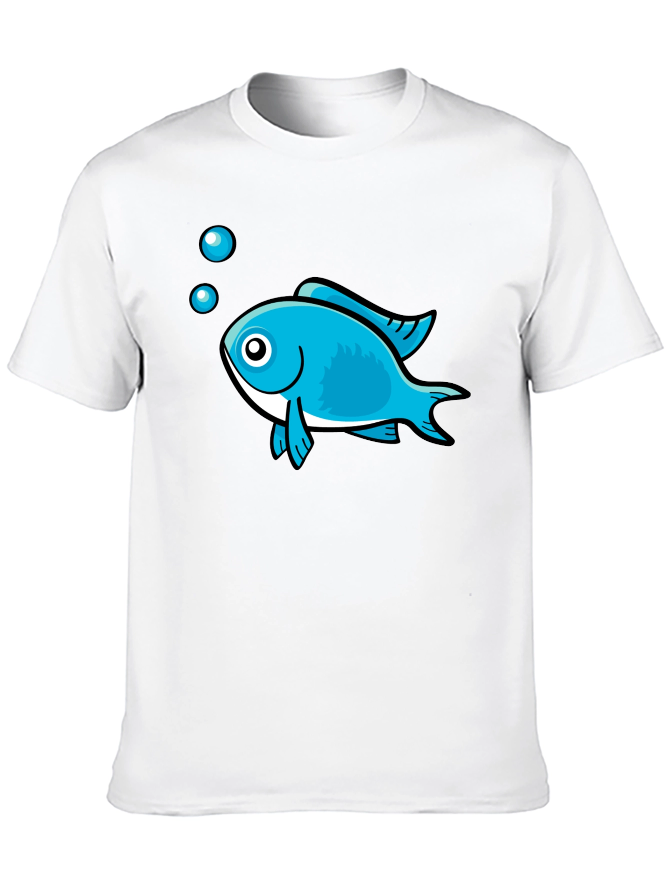 Black Blue Fish Graphic Black T-Shirt - Casual Style view 10