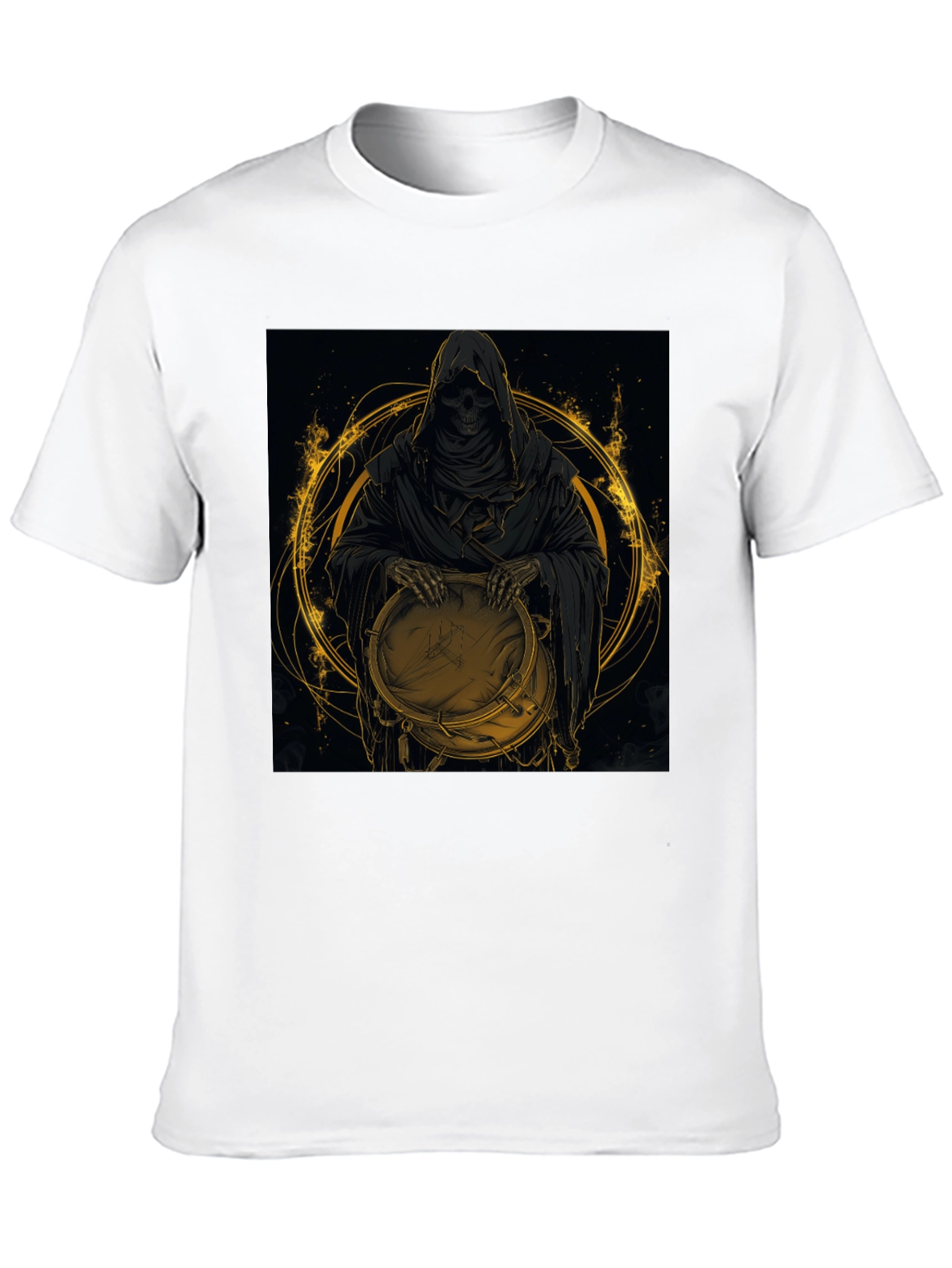 Black Grim Reaper Drummer Graphic Black T-Shirt view 10