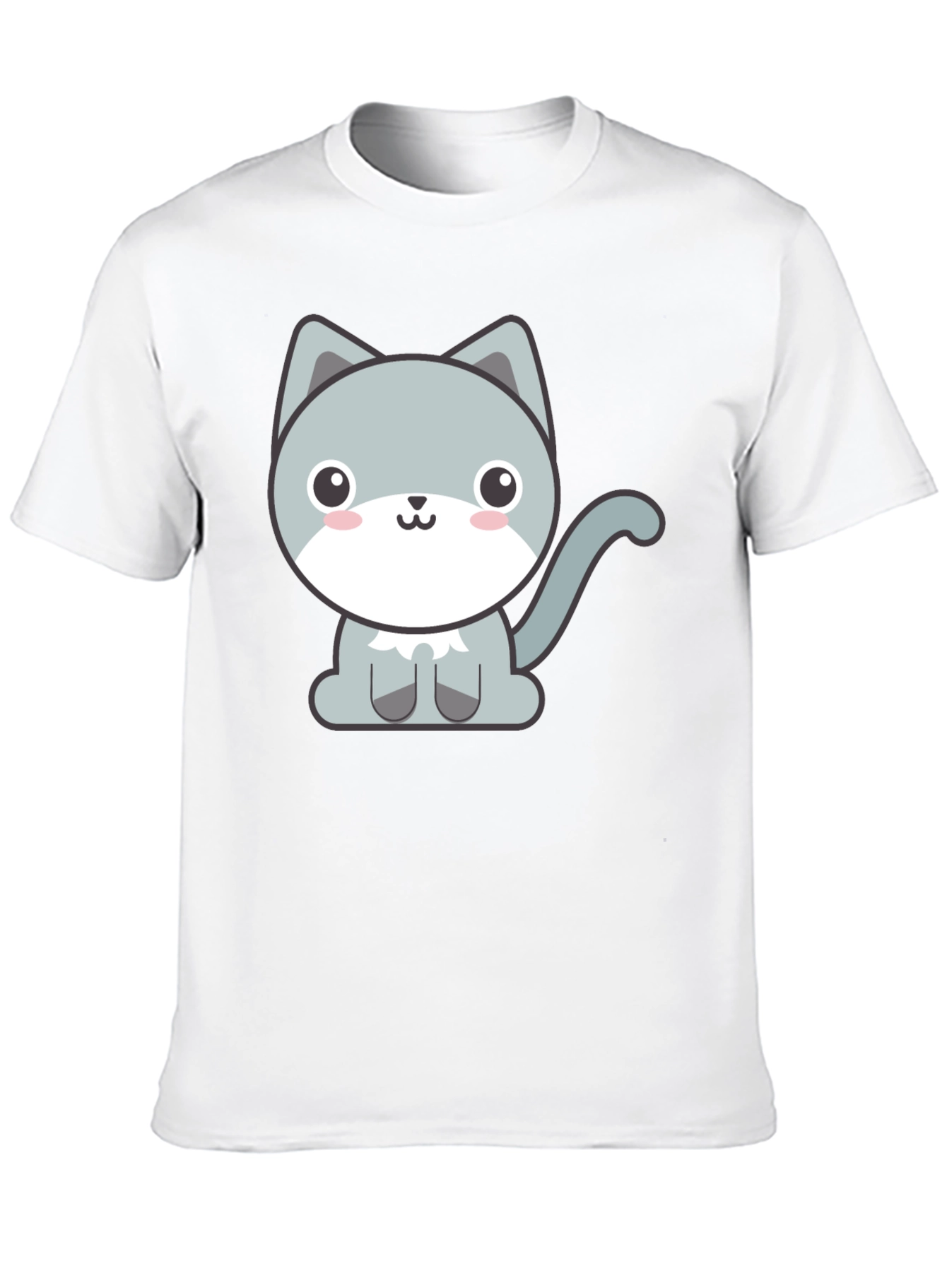 Black Cute Cartoon Cat Graphic Tee - Black T-Shirt view 10