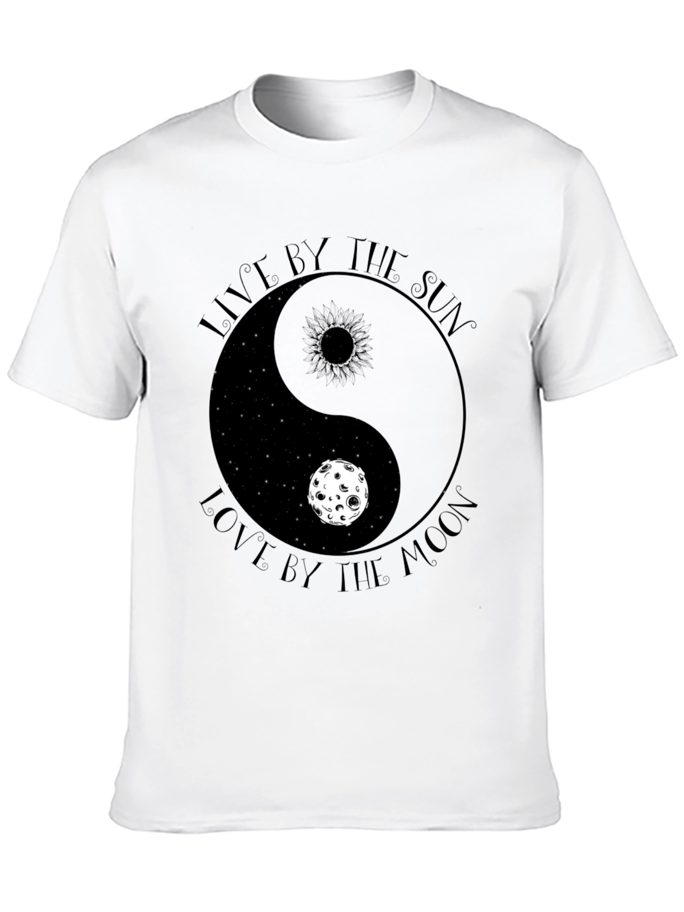 Black Yin Yang Sun & Moon Graphic Tee - Live & Love by the Stars view 10