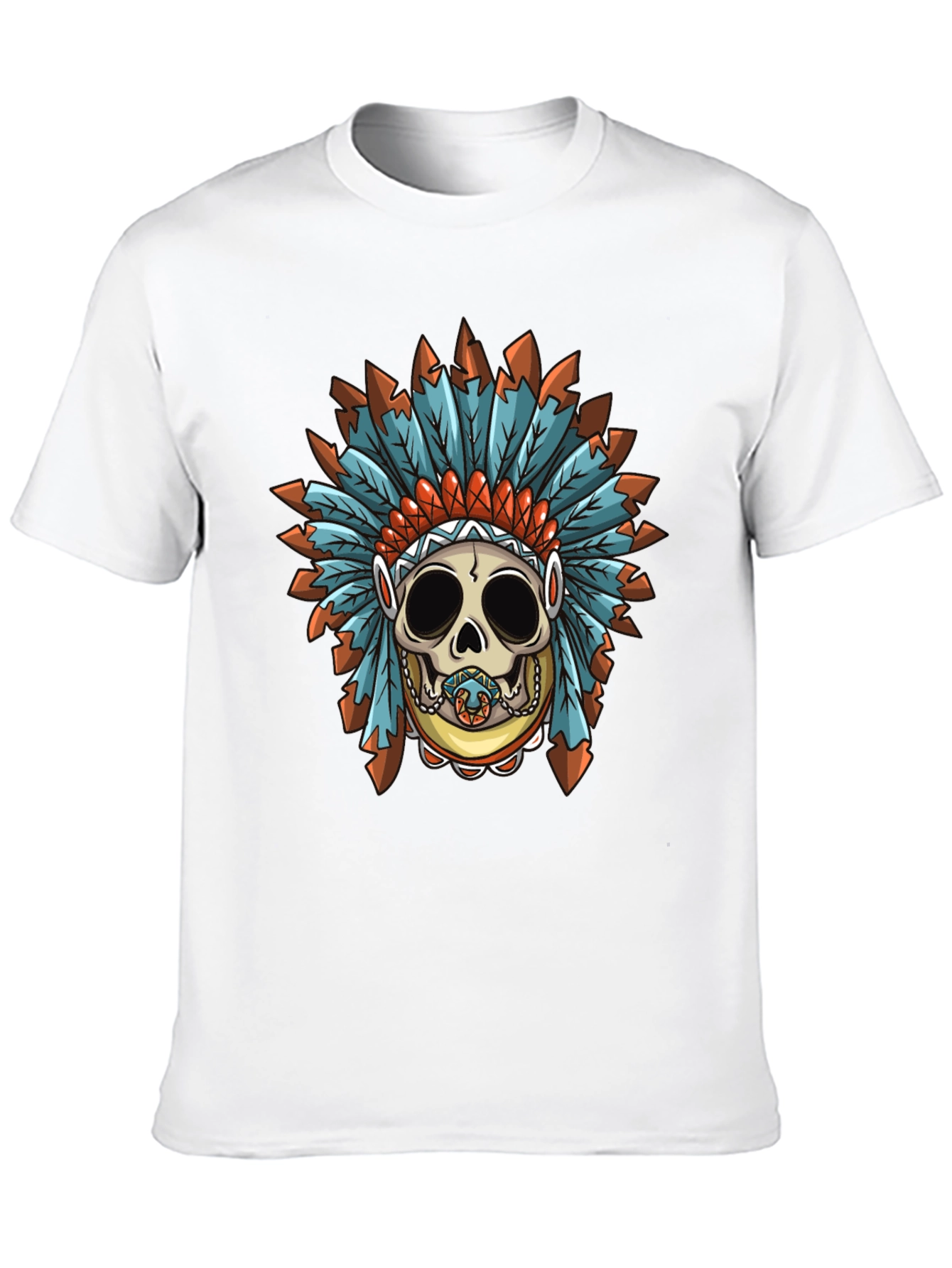 Black Skull Indian Headdress Graphic T-Shirt view 10