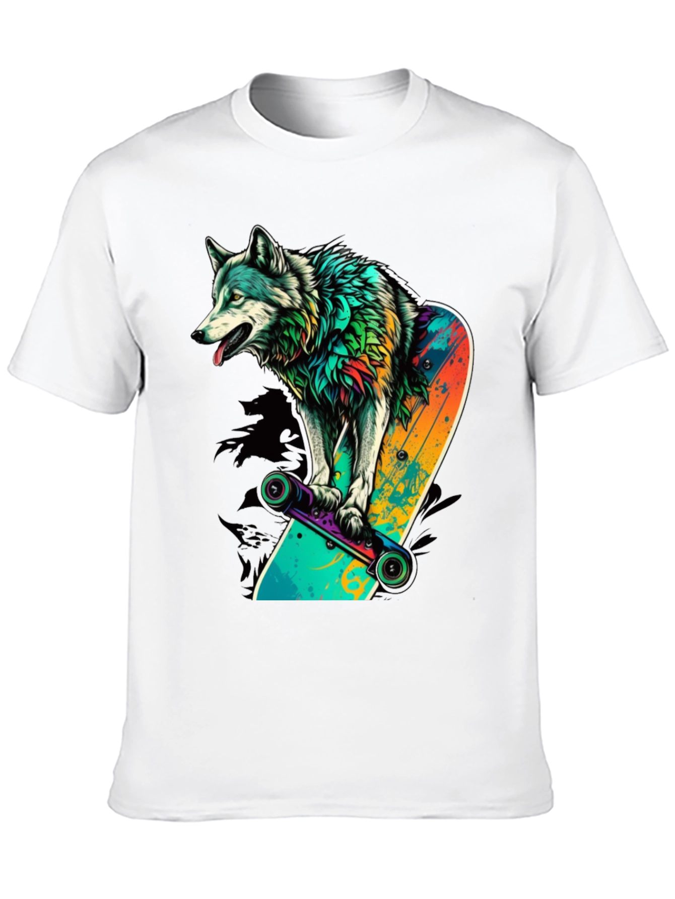 Black Wolf Skateboard Graphic Tee view 10