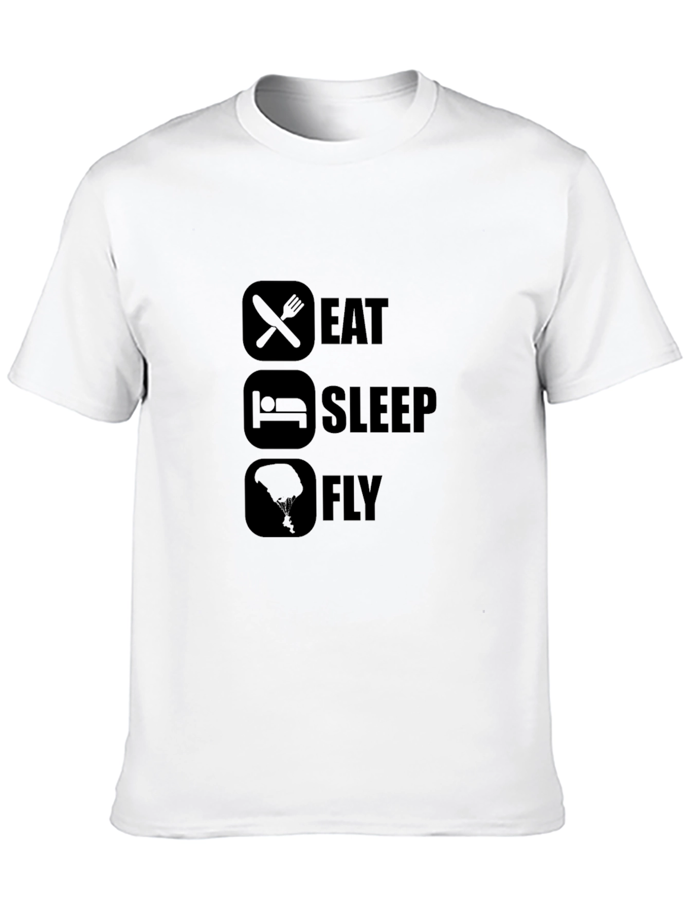 Black Eat Sleep Fly Graphic Tee - Black Cotton Casual T-Shirt view 10