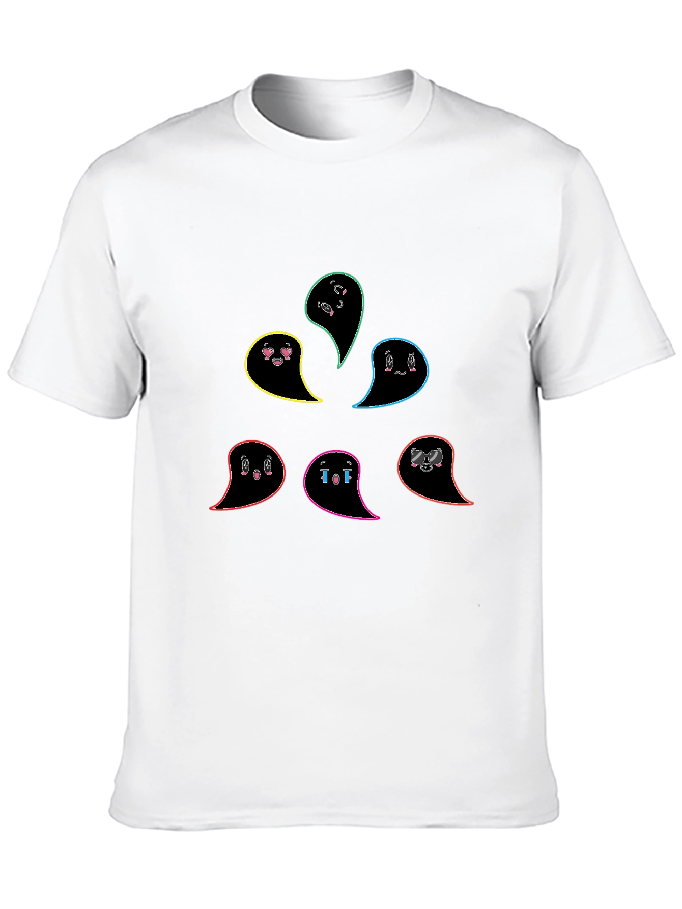 Black Emo Ghost T-Shirt - Black, Casual Cotton Tee view 10