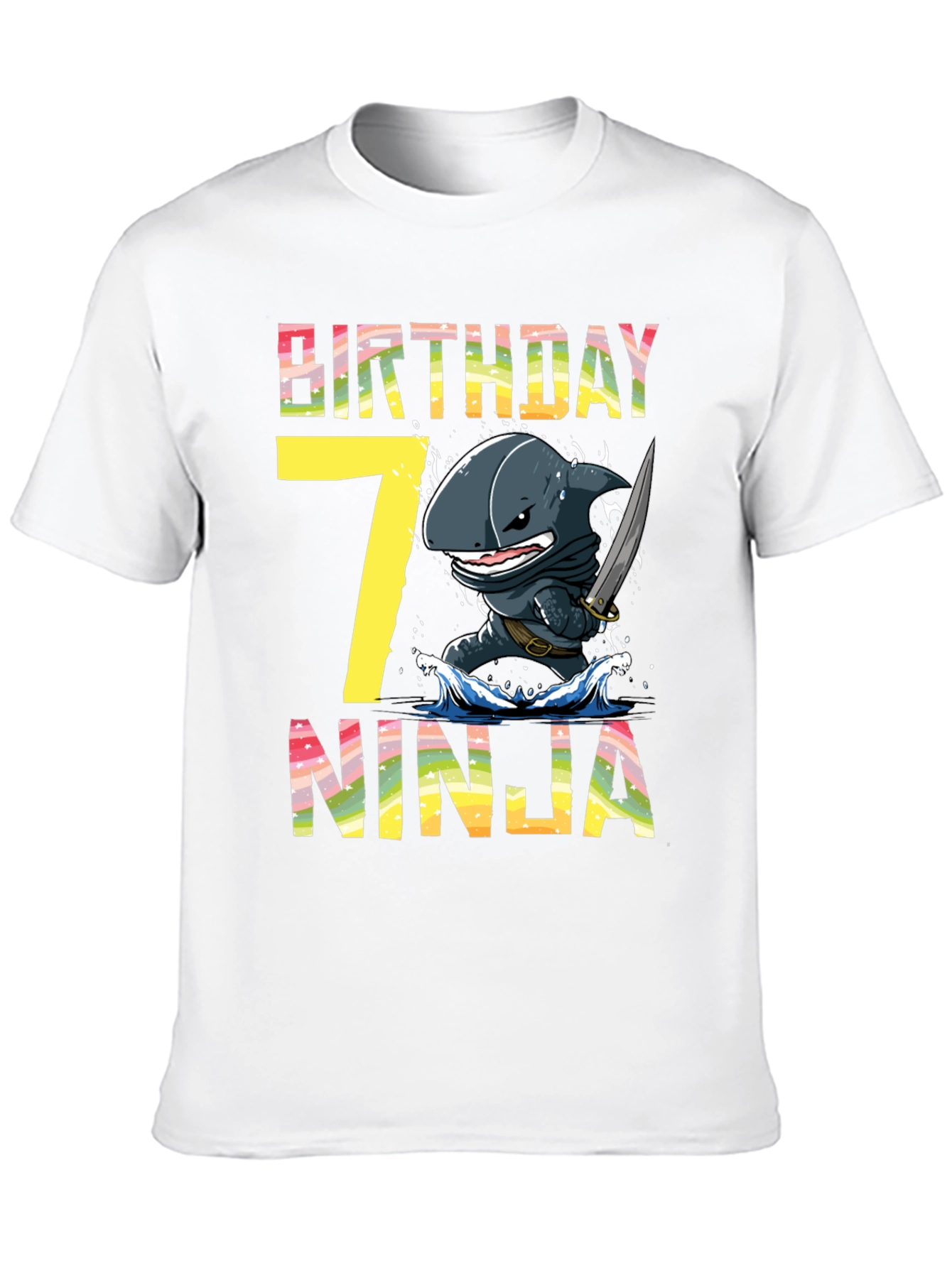 Black Birthday Ninja Shark T-Shirt view 10