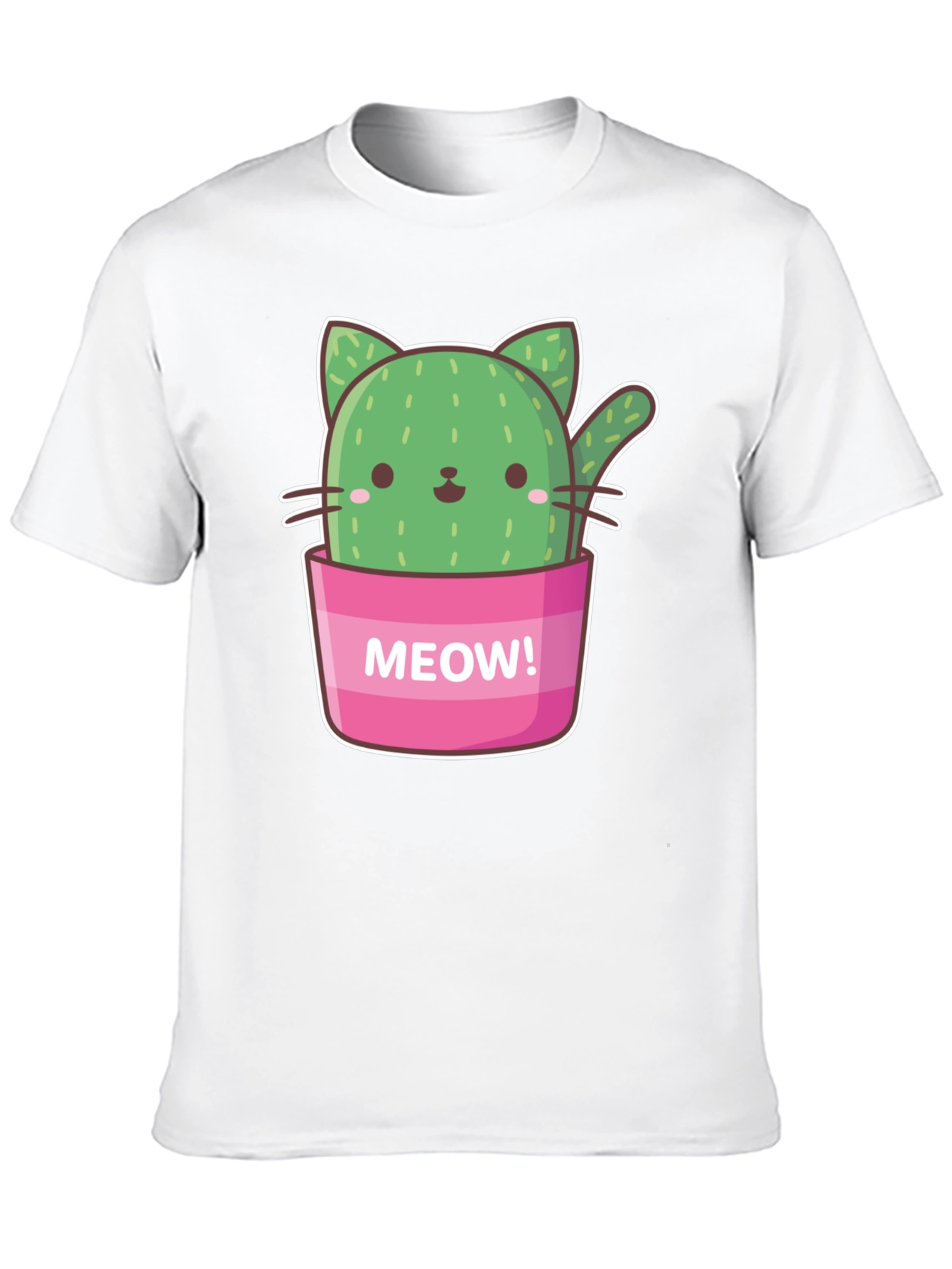 Black Cactus Cat Graphic T-Shirt - "Meow!" Design view 10