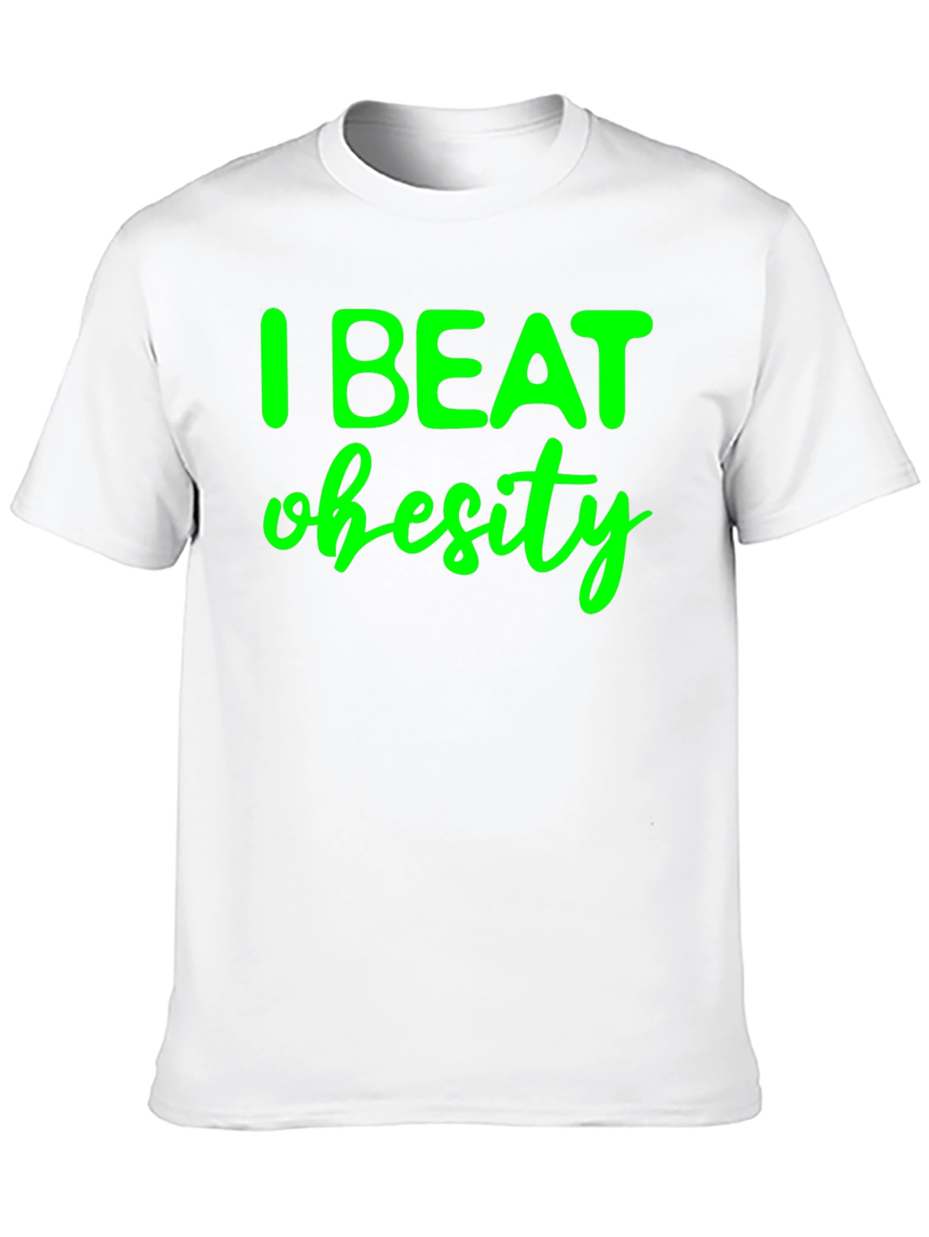 Black I Beat Obesity Black T-Shirt view 10