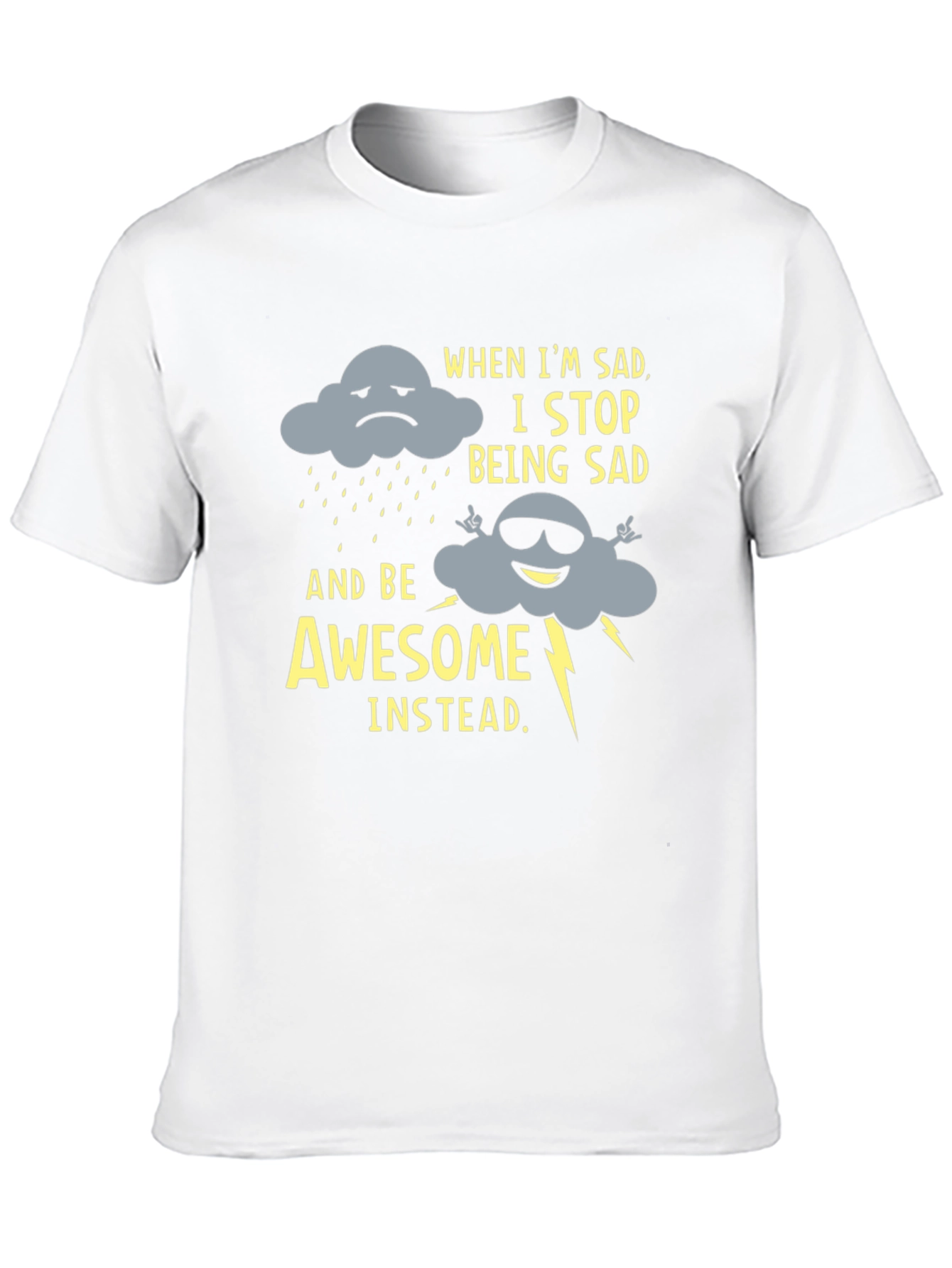 Black Funny Graphic Tee: Sad Cloud to Awesome Cloud view 10