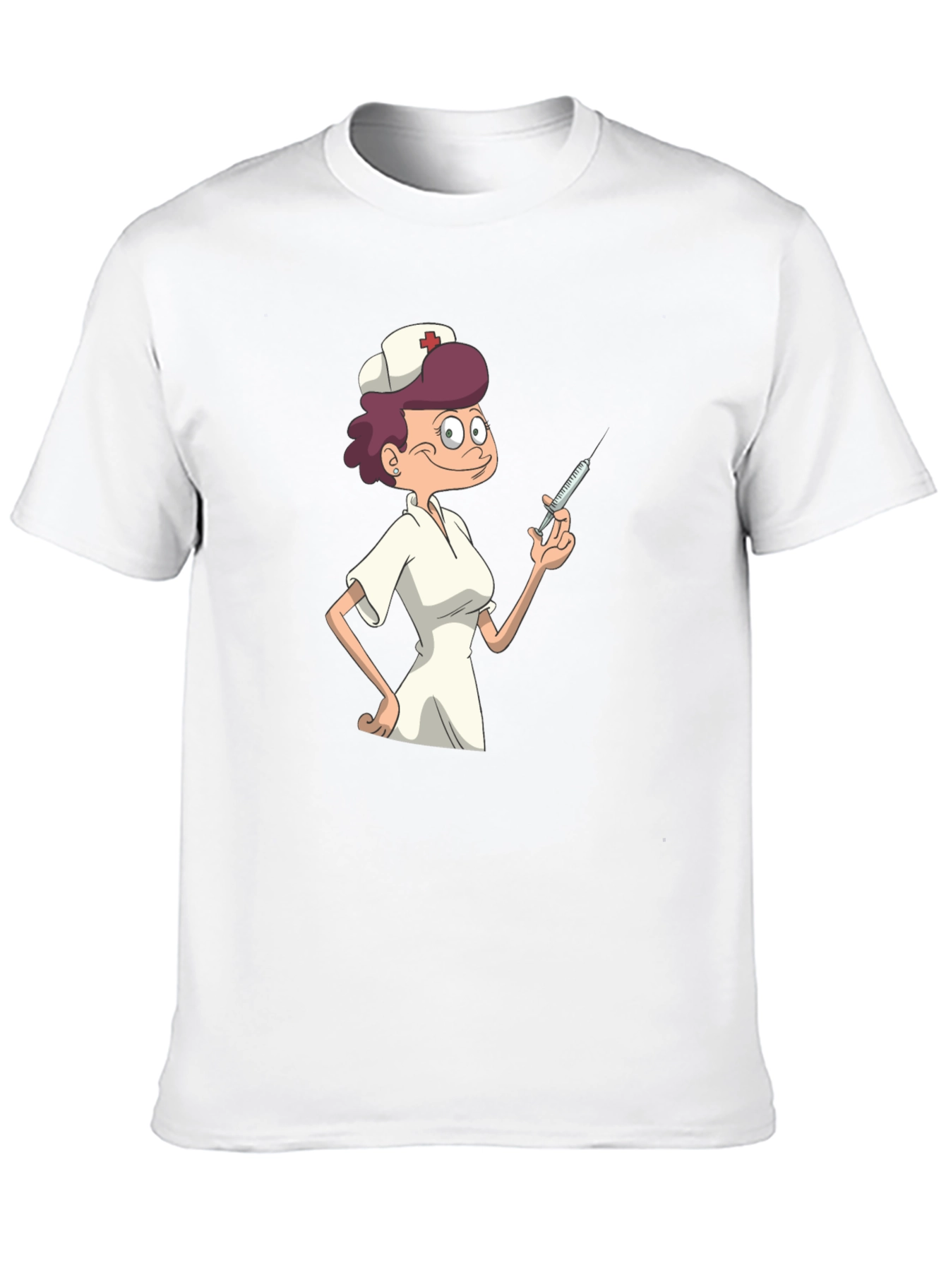 Black Nurse Cartoon Graphic T-Shirt - Black Casual Tee view 10