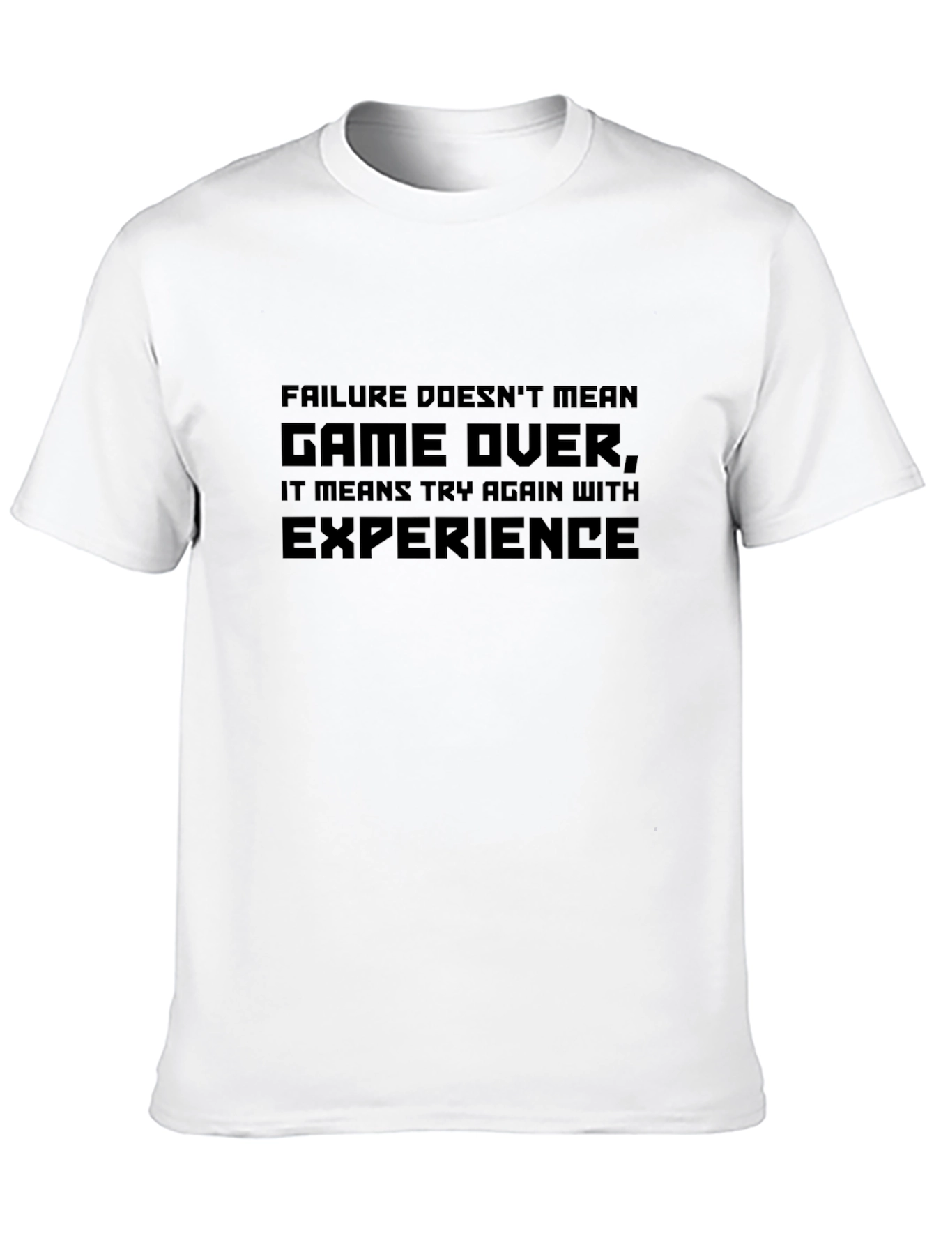 Black Motivational Gamer T-Shirt - Try Again With Experience view 10