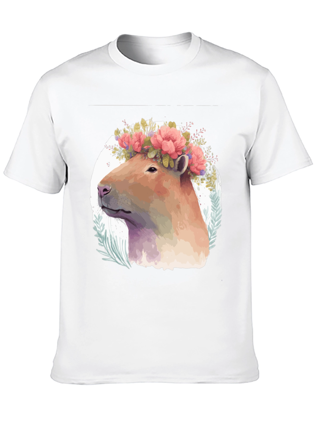 Black Capybara Floral Crown T-Shirt - Unique Graphic Tee view 10