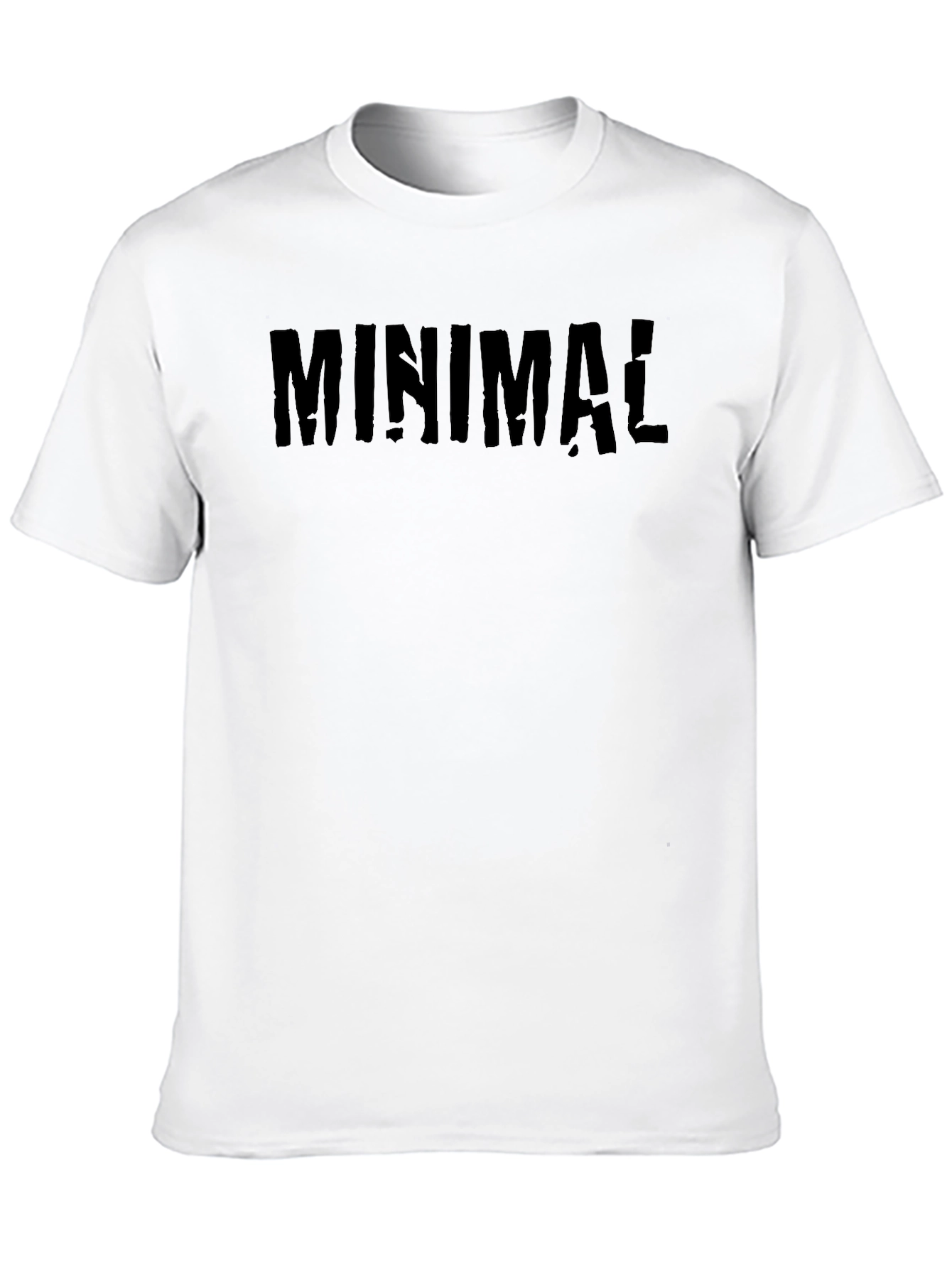 Black Minimalist Black T-Shirt with Distressed Text Print view 10