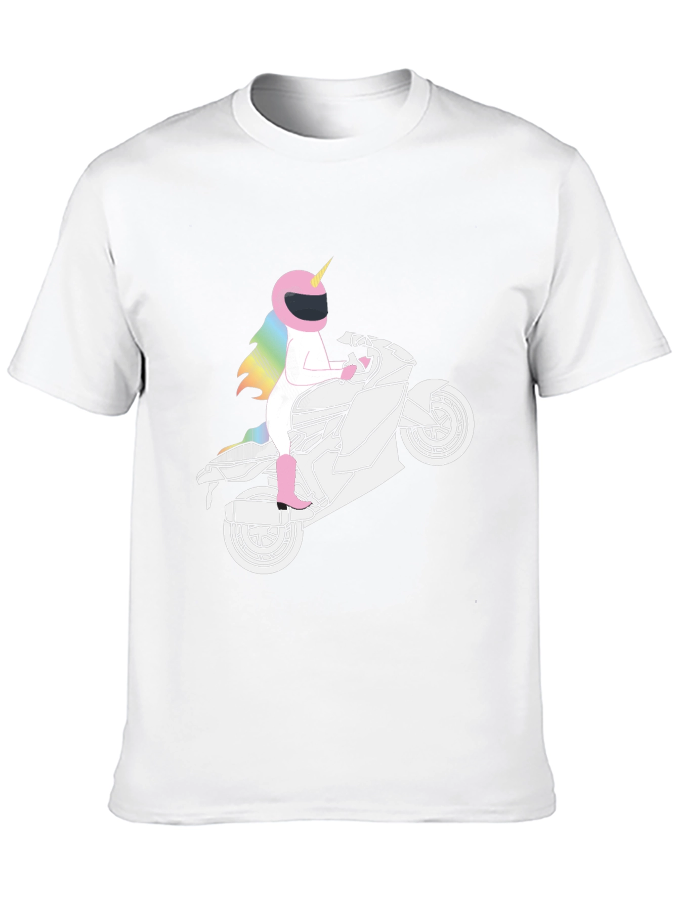 Black Unicorn Motorcycle Graphic Tee - Black Cotton view 10