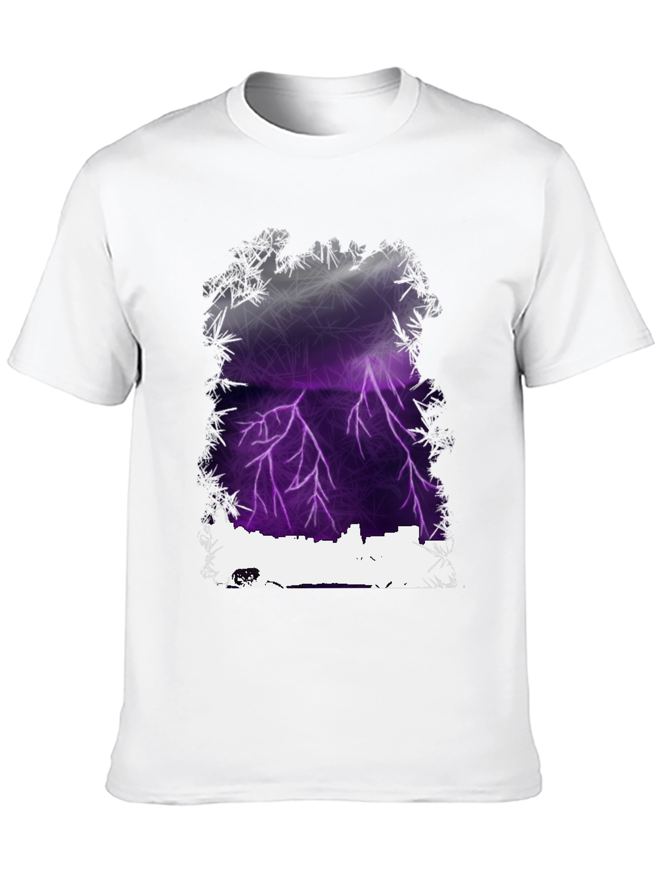 Black Lightning Cityscape Graphic Tee - Men's Black T-Shirt view 10