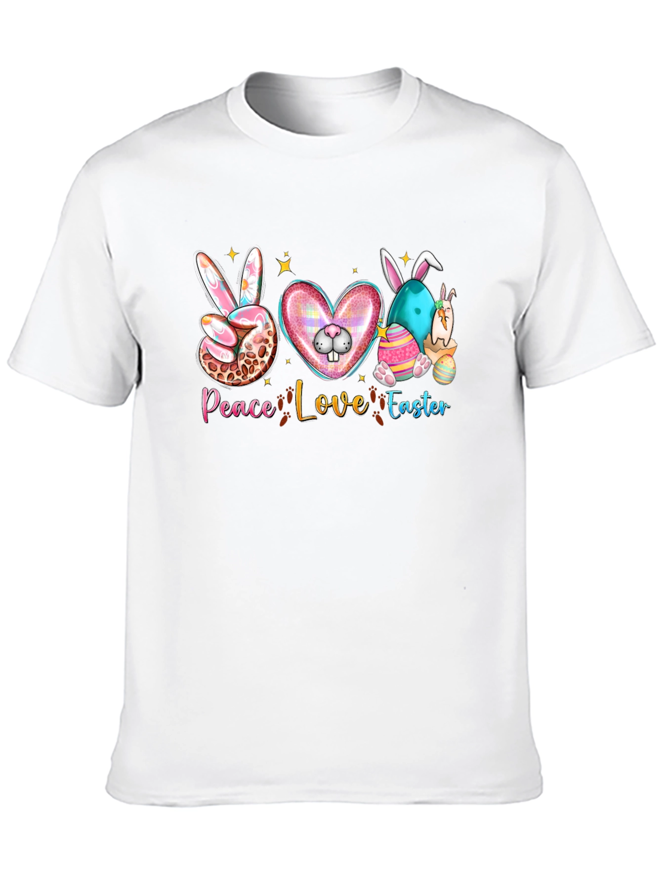 Camiseta Negra "Peace Love Easter" Diseño Festivo
