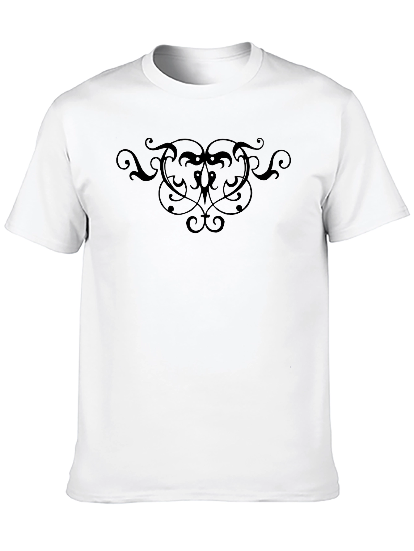 Black Men's Black T-Shirt with Ornamental Design view 10