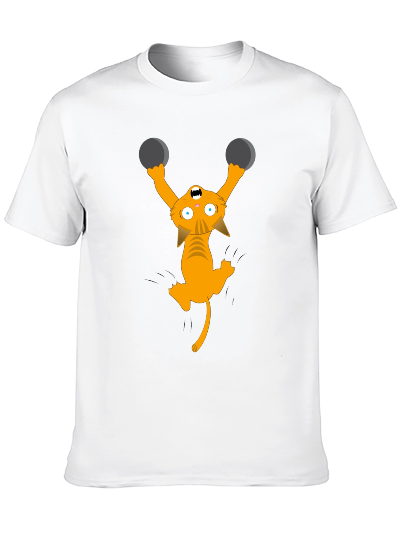 Black Funny Cat Lifting Weights Graphic T-Shirt view 10