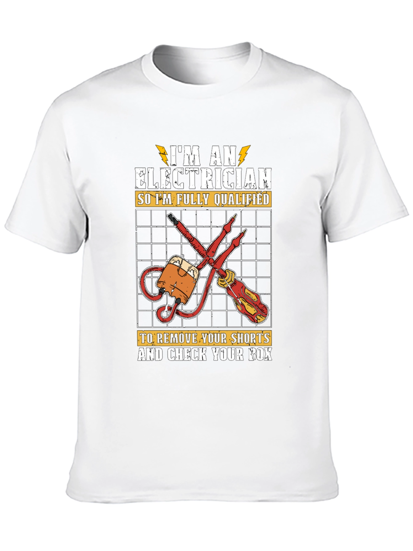 Black Electrician Humor Graphic T-Shirt - Qualified to Check Your Box view 10